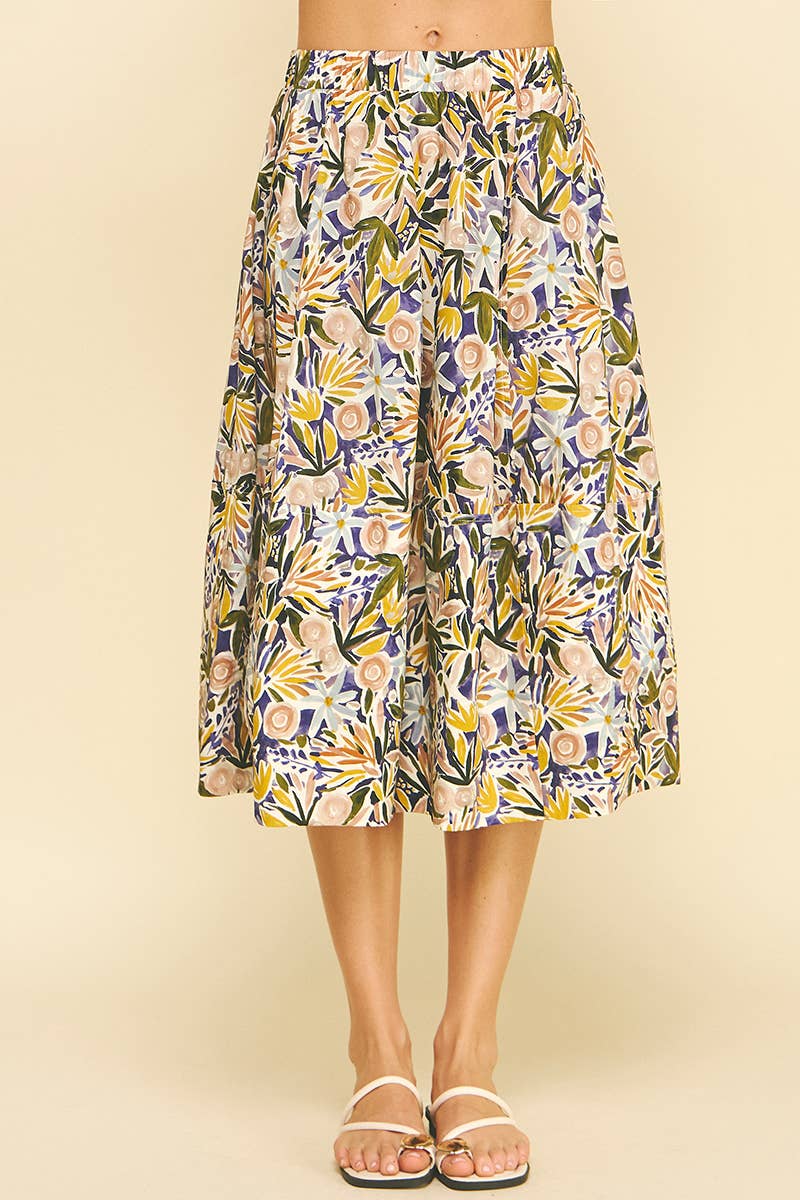 FLORAL PRINT A-LINE SKIRT