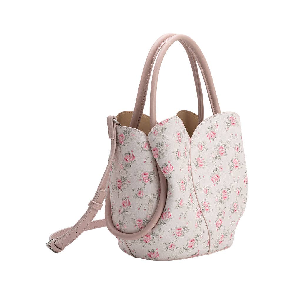 Tulip Pink Flowers Recycled Vegan Leather Bag