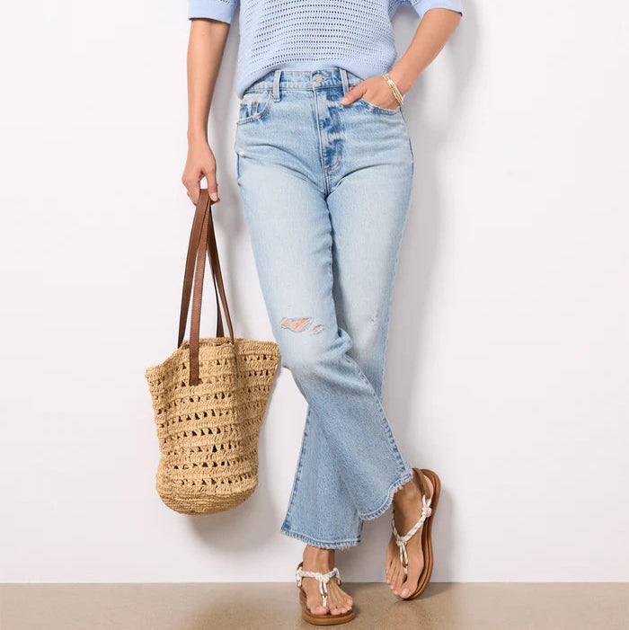 ALLY HIGH RISE BOOTCUT JEANS in scholar distressed