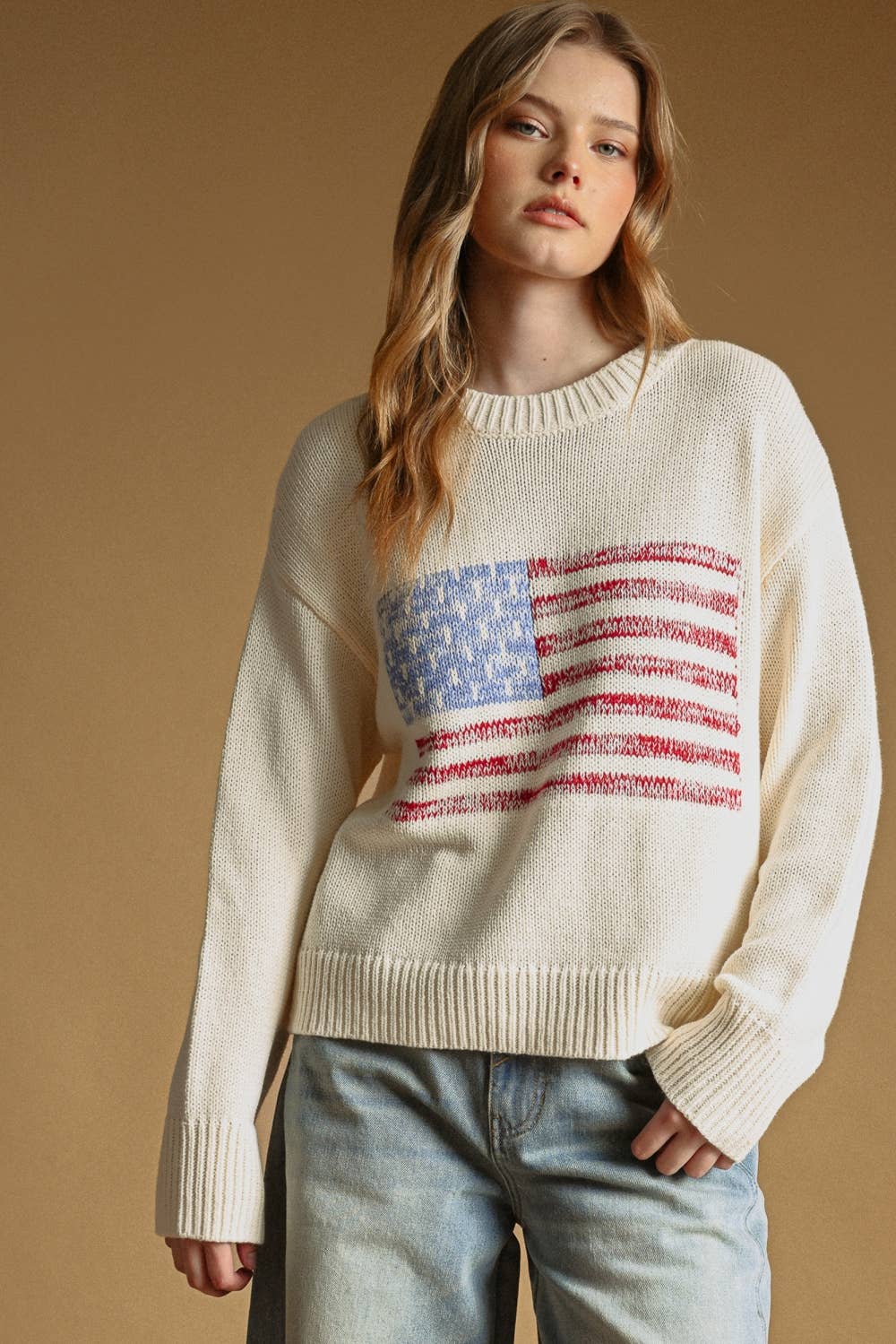 AMERICAN FLAG ROUND NECK SWEATER