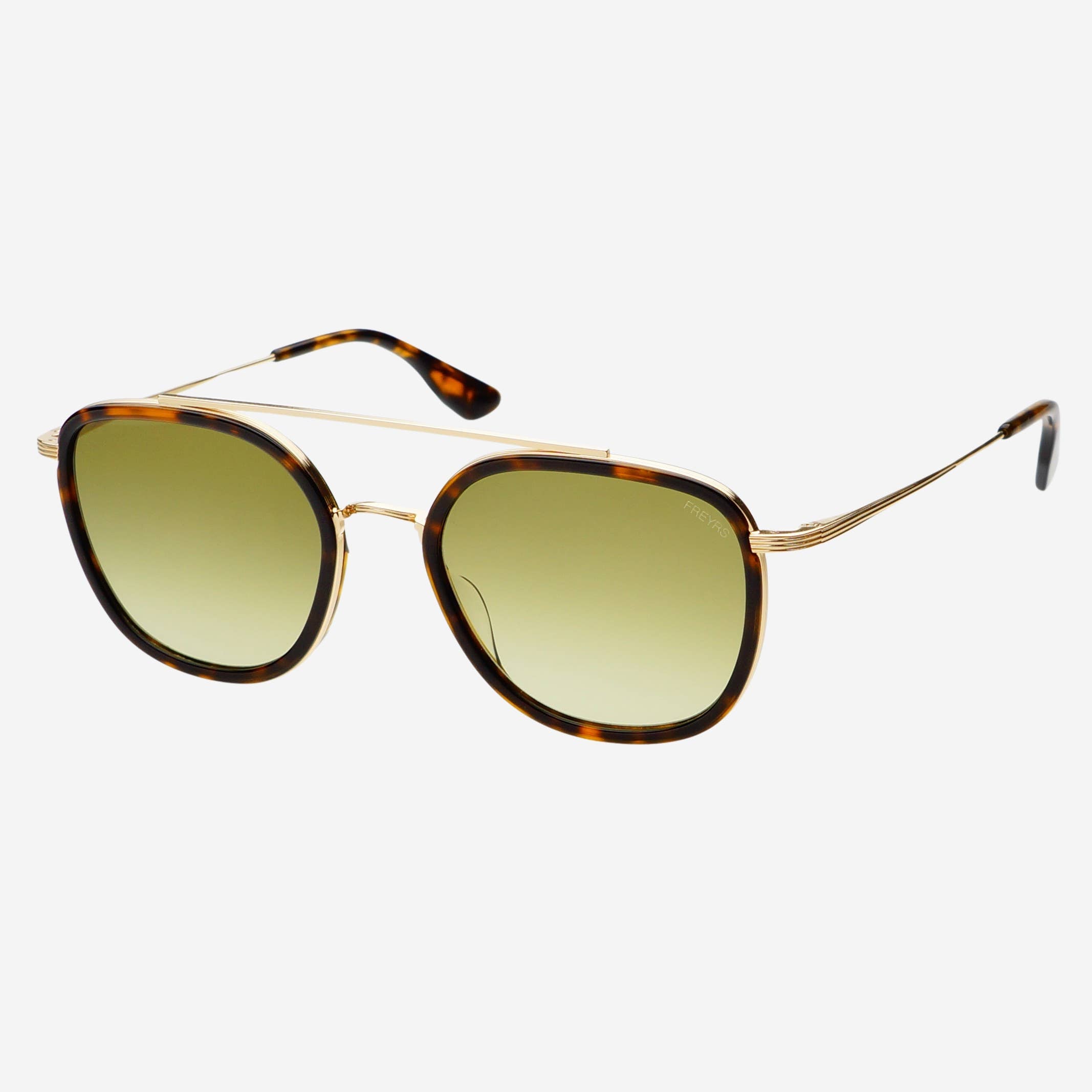 FREYRS Eyewear - Weston Acetate Round Sunglasses: Tortoise / Fade Green