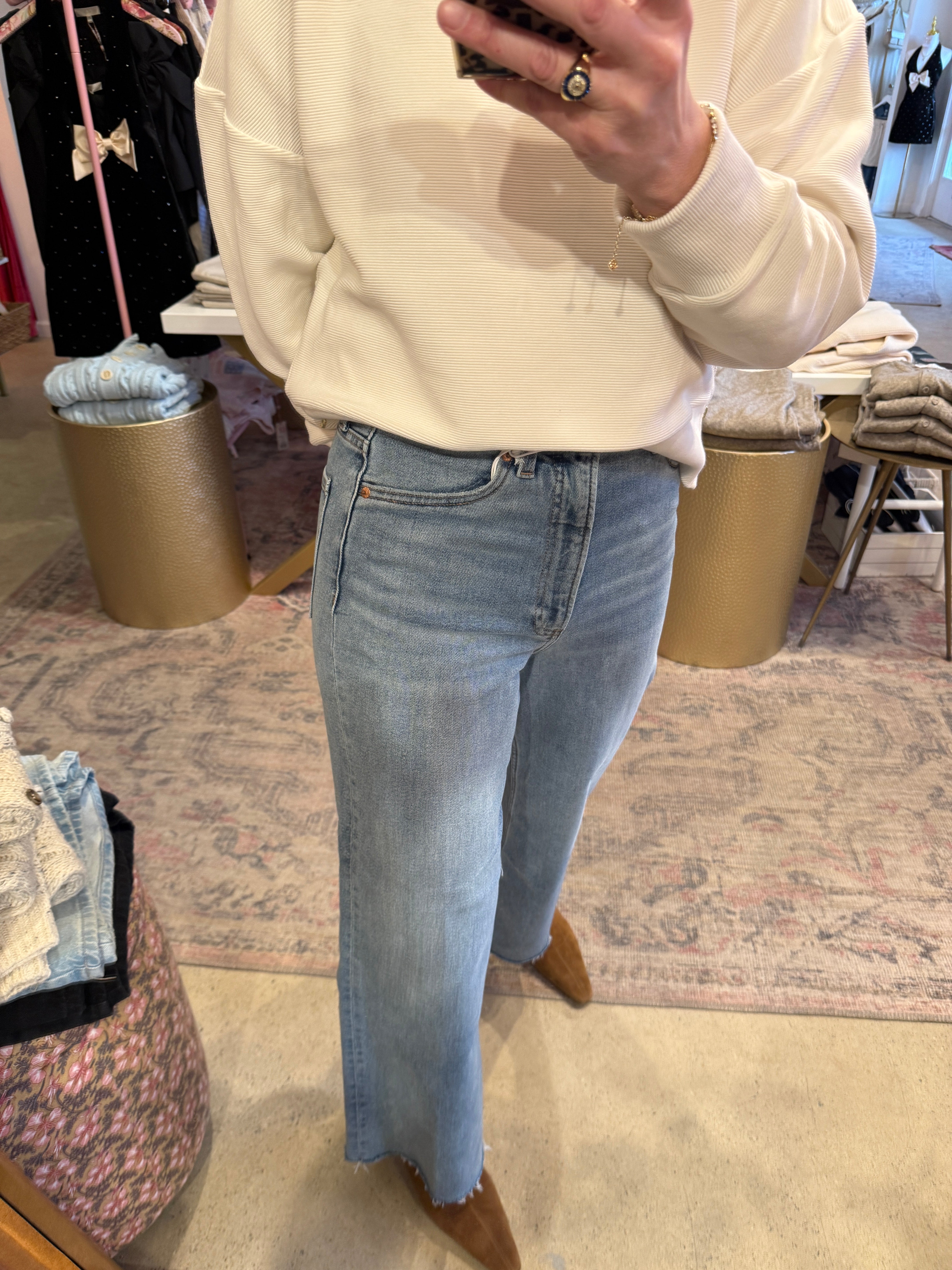 LANA HIGH RISE WIDE LEG CROP JEANS in bistro