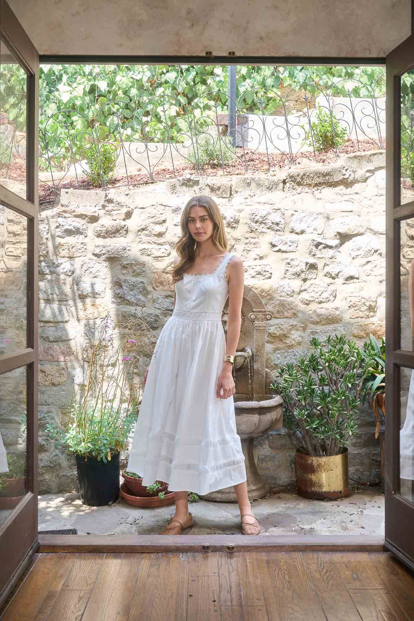 LACE TRIM DETAIL MIDI DRESS