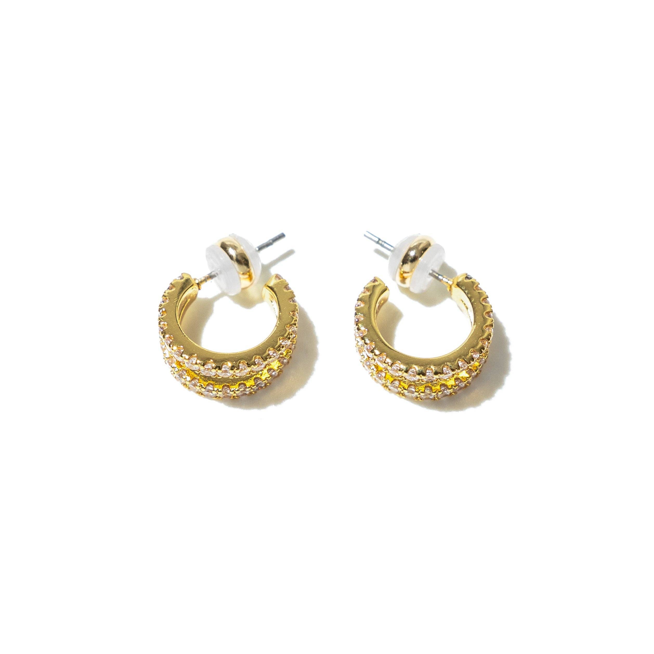 PAVE SHINE DOUBLE HOOPS