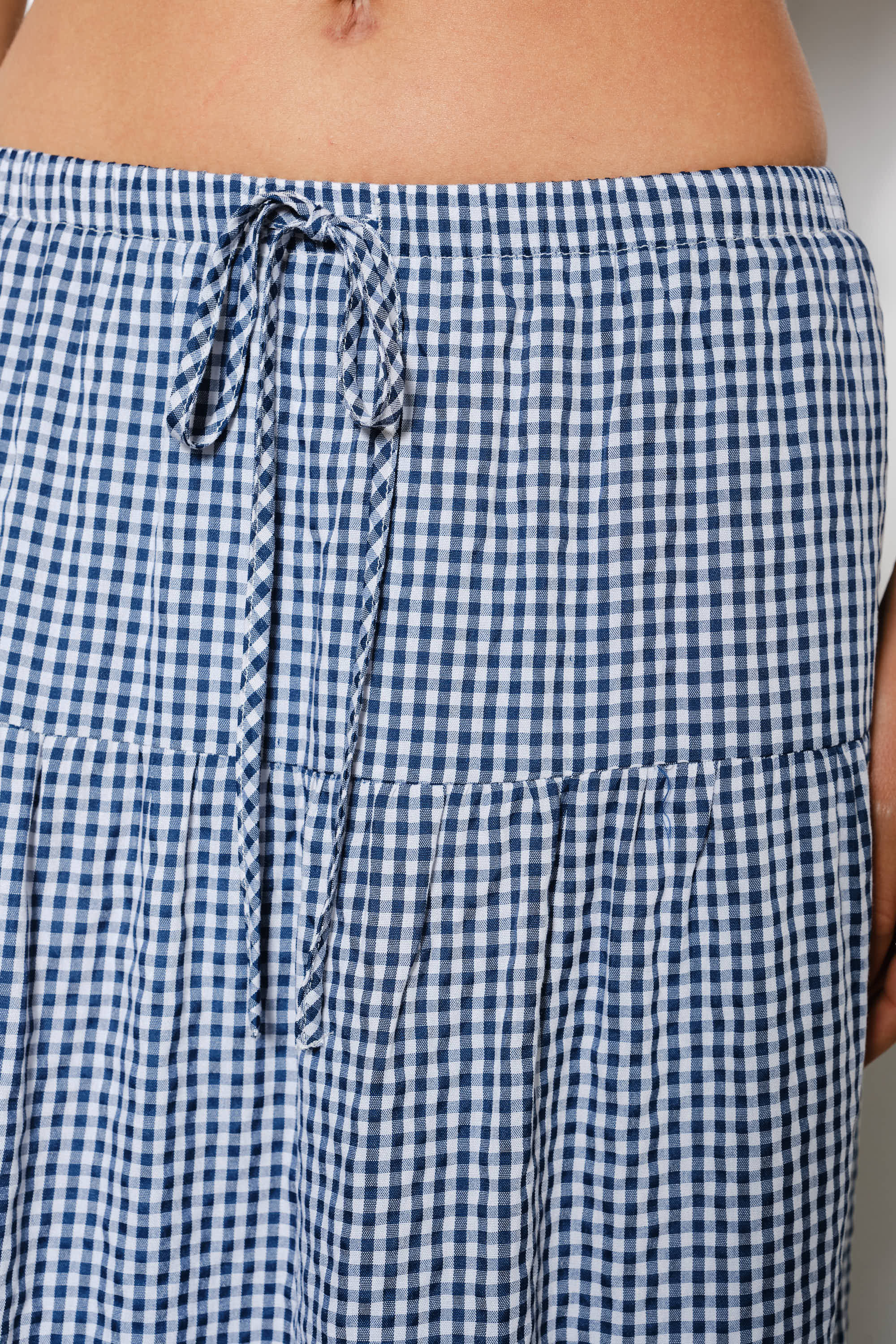 HENLEY GINGHAM TIERED MAXI SKIRT