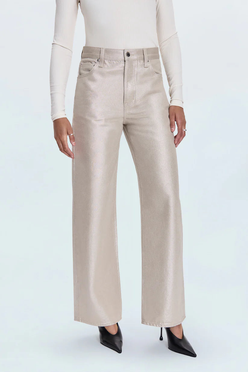 TATE HI RISE BOWED WIDE LEG JEANS in champagne luster
