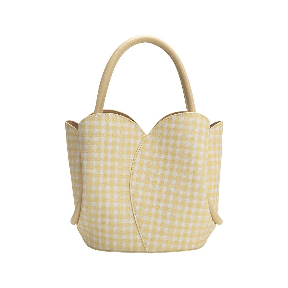 Tulip Yellow Gingham Recycled Vegan Leather Bag