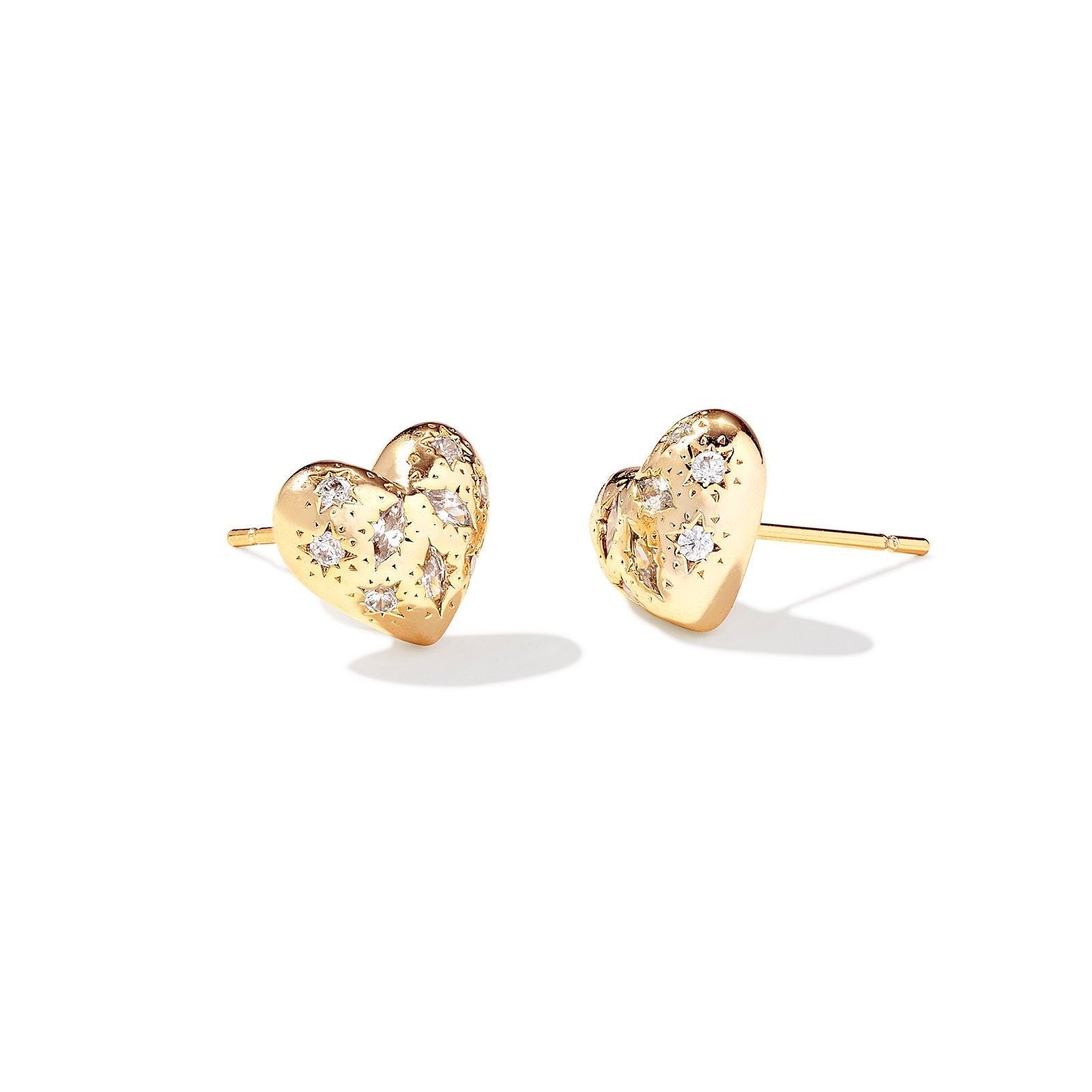 HOLLAND HEART STUD EARRINGS in white crystal