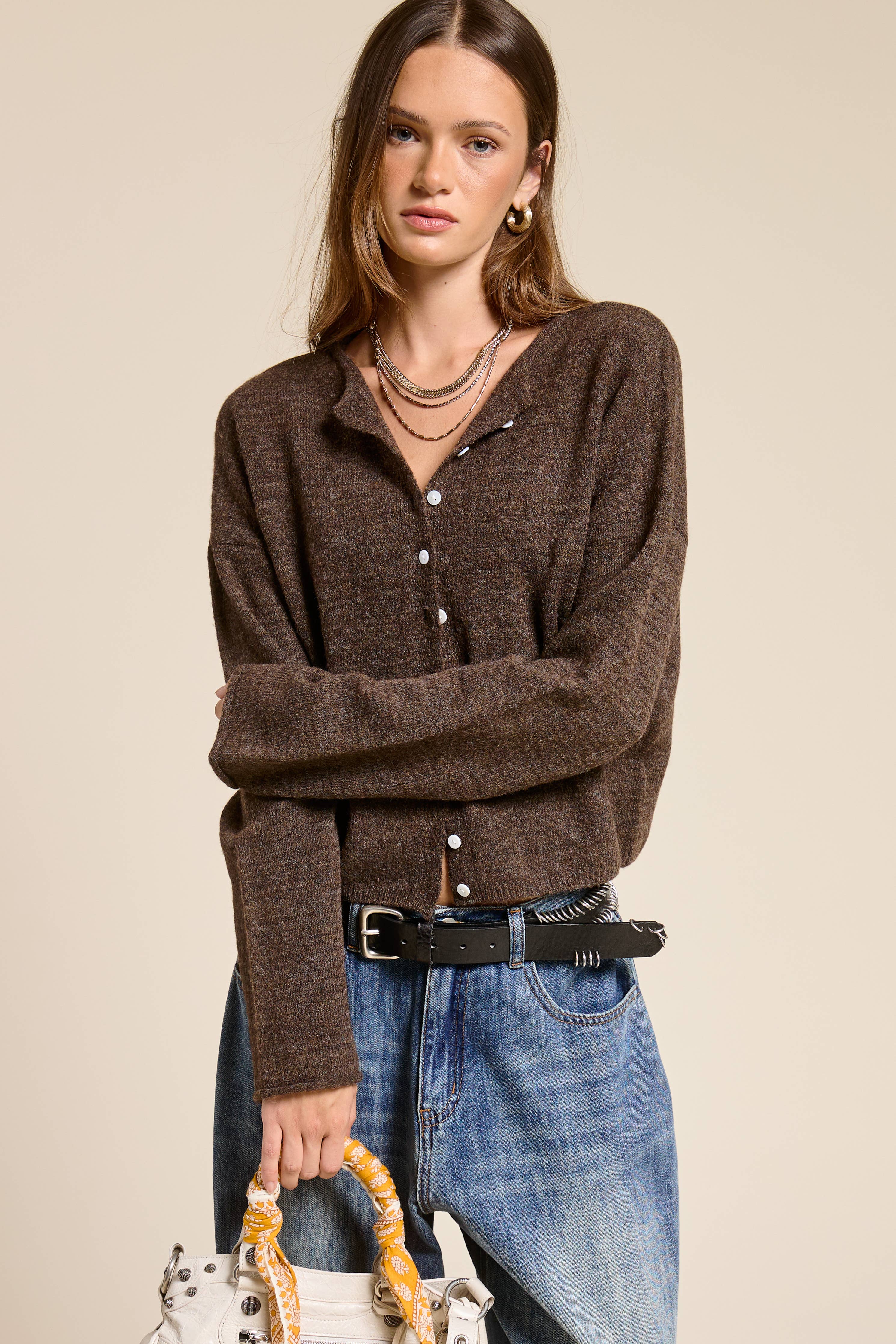 ESSENTIAL BUTTON DOWN CARDIGAN