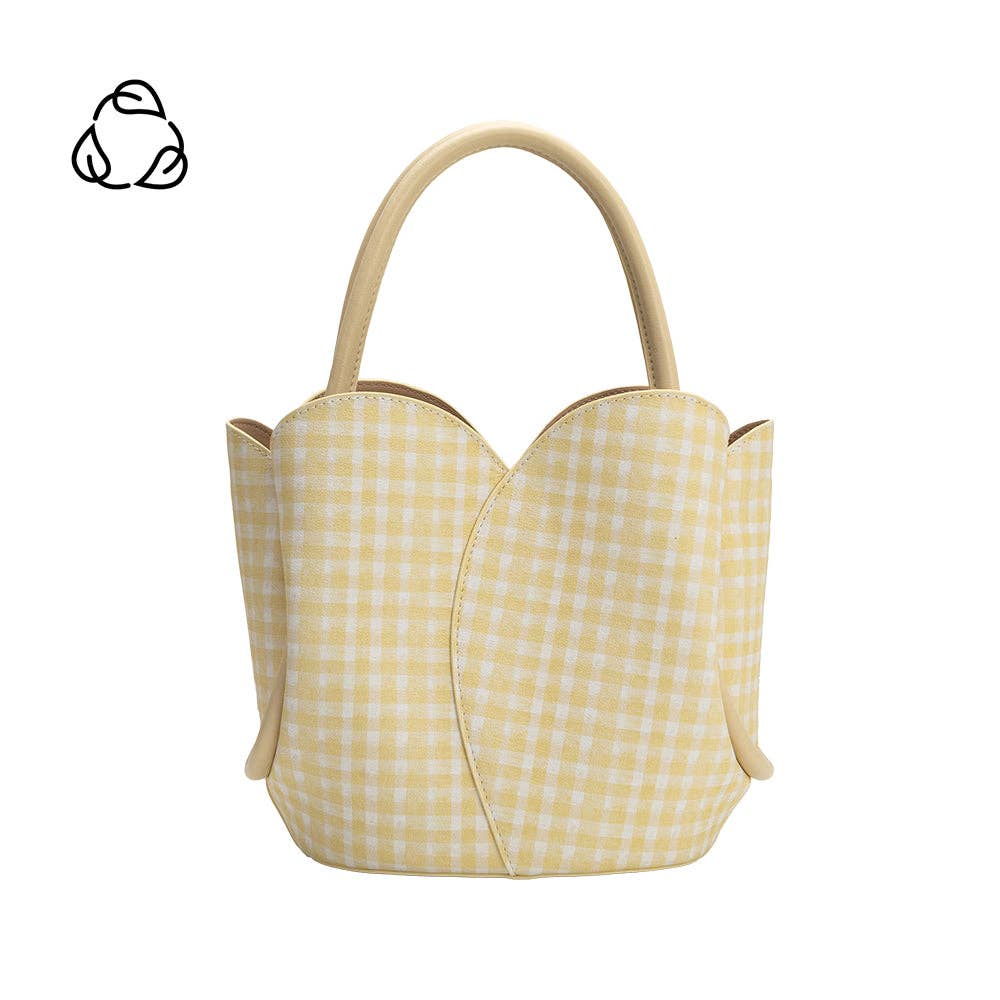 Tulip Yellow Gingham Recycled Vegan Leather Bag