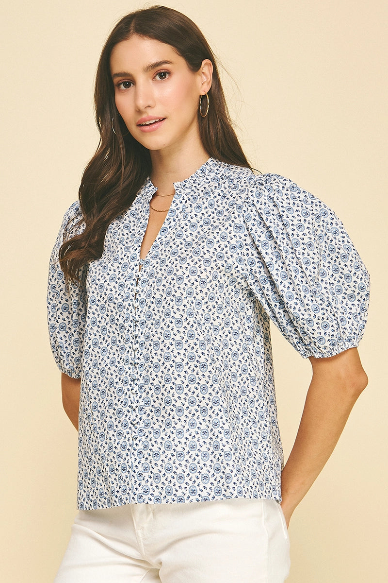 FLORAL PRINT BUTTON DOWN TOP