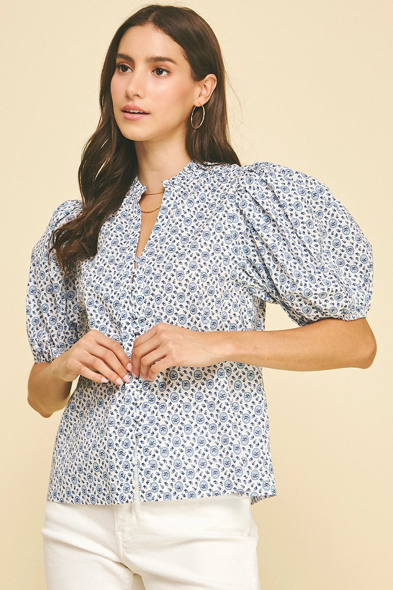 FLORAL PRINT BUTTON DOWN TOP