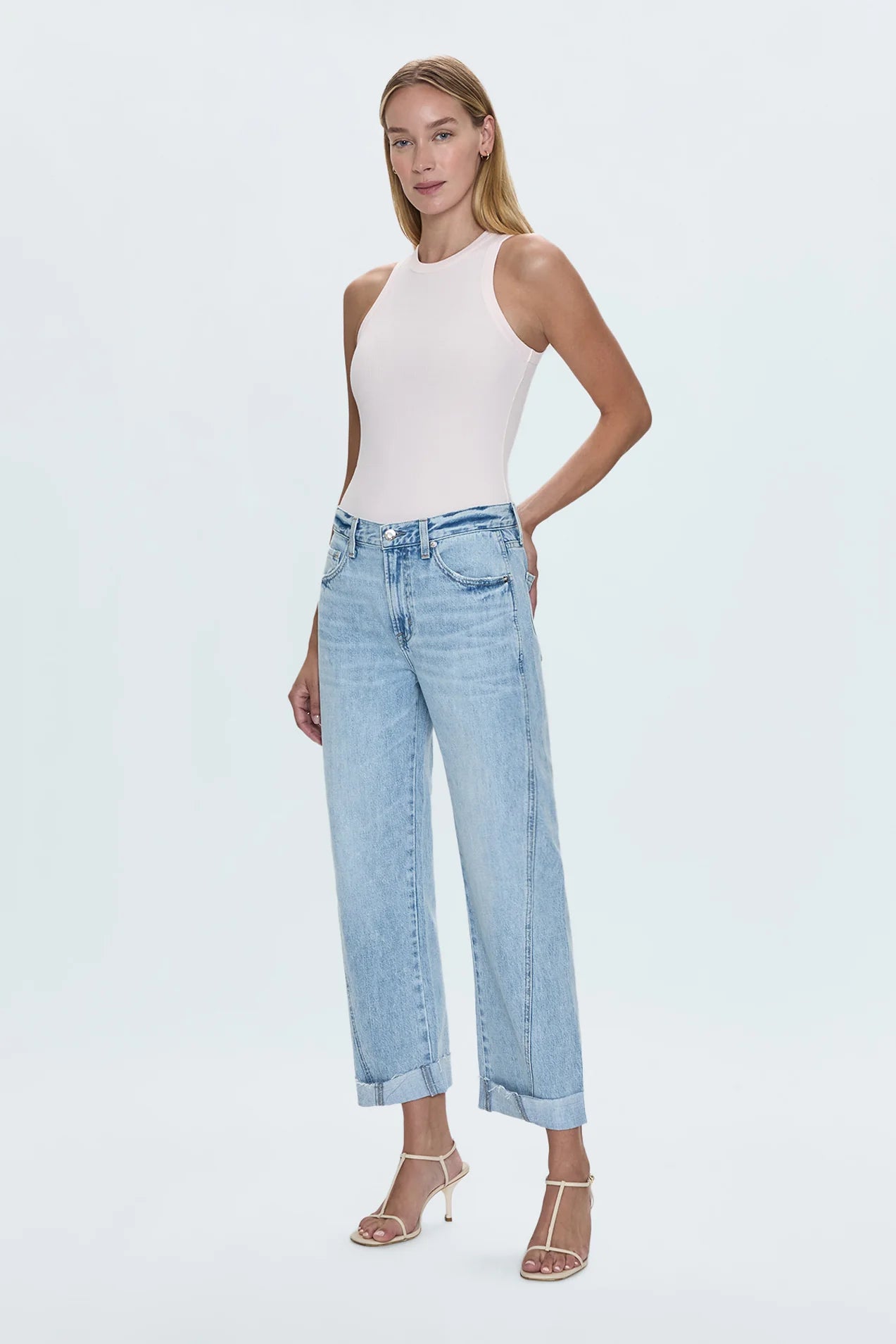 KACEY MID RISE CUFFED BOYFRIEND JEANS in berkeley wash