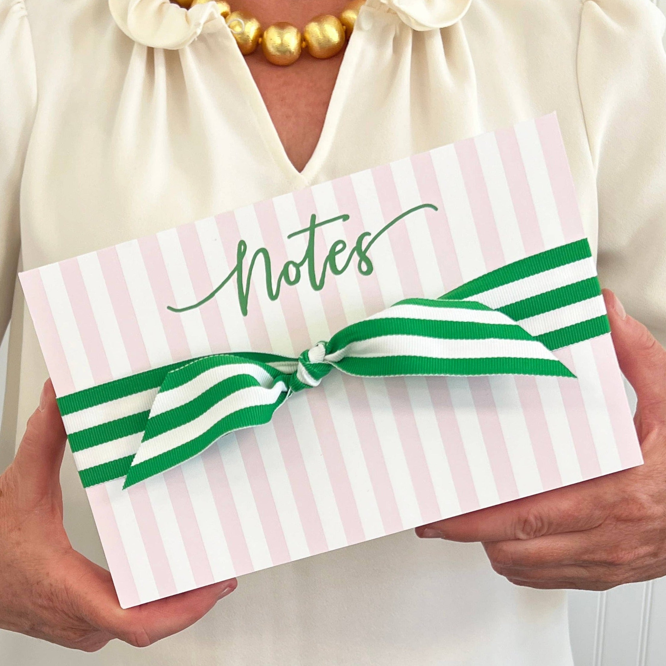 CABANA STRIPE "NOTES" SLAB NOTEPAD - pink