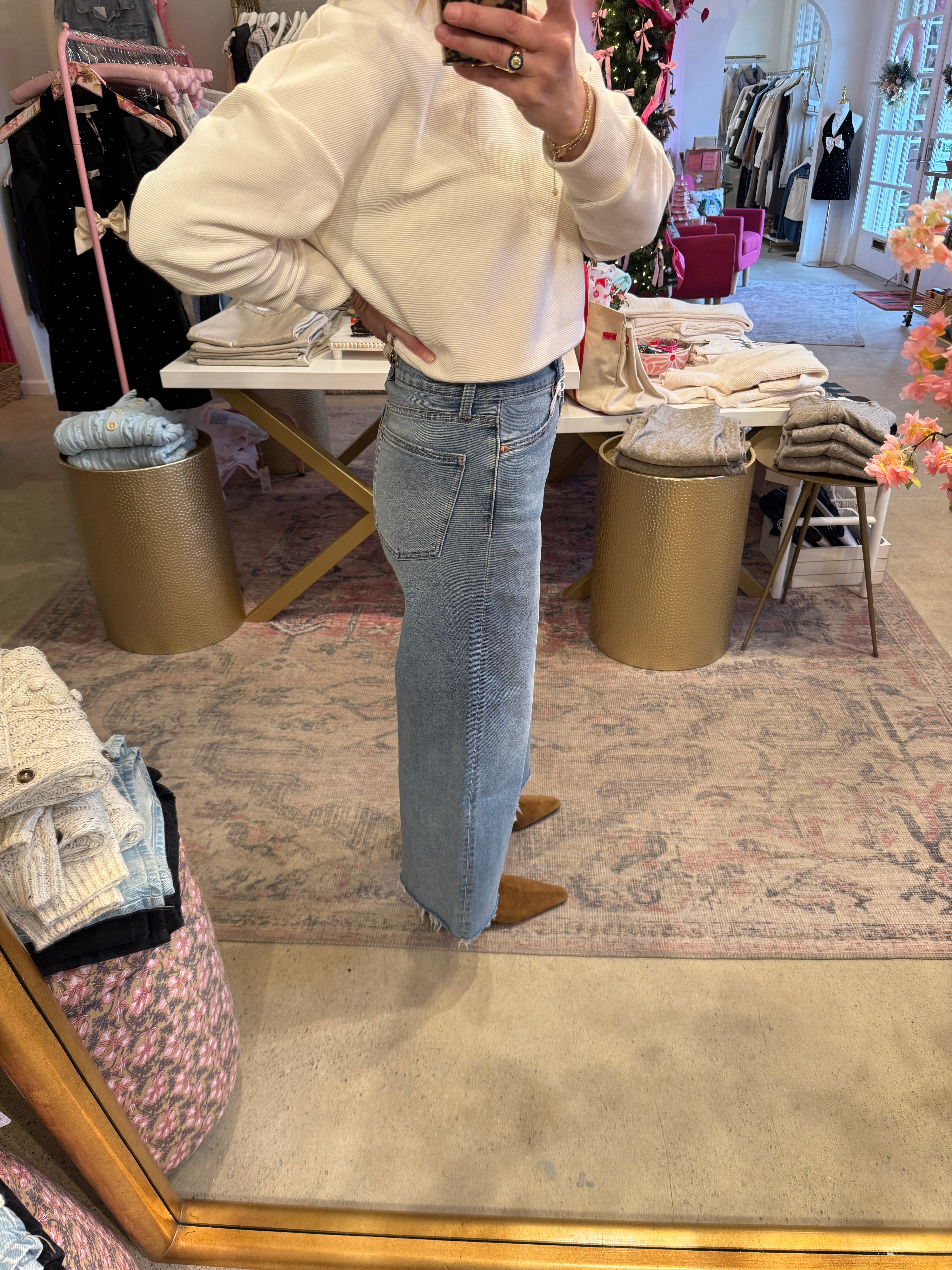 LANA HIGH RISE WIDE LEG CROP JEANS in bistro