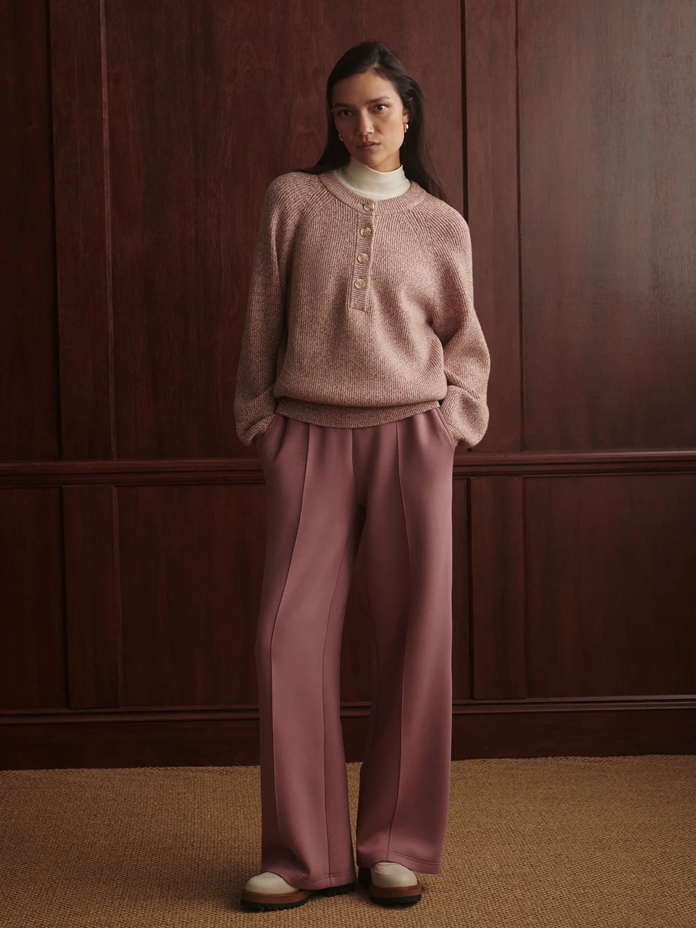 KENNINGS HALF BUTTON KNIT SWEATER