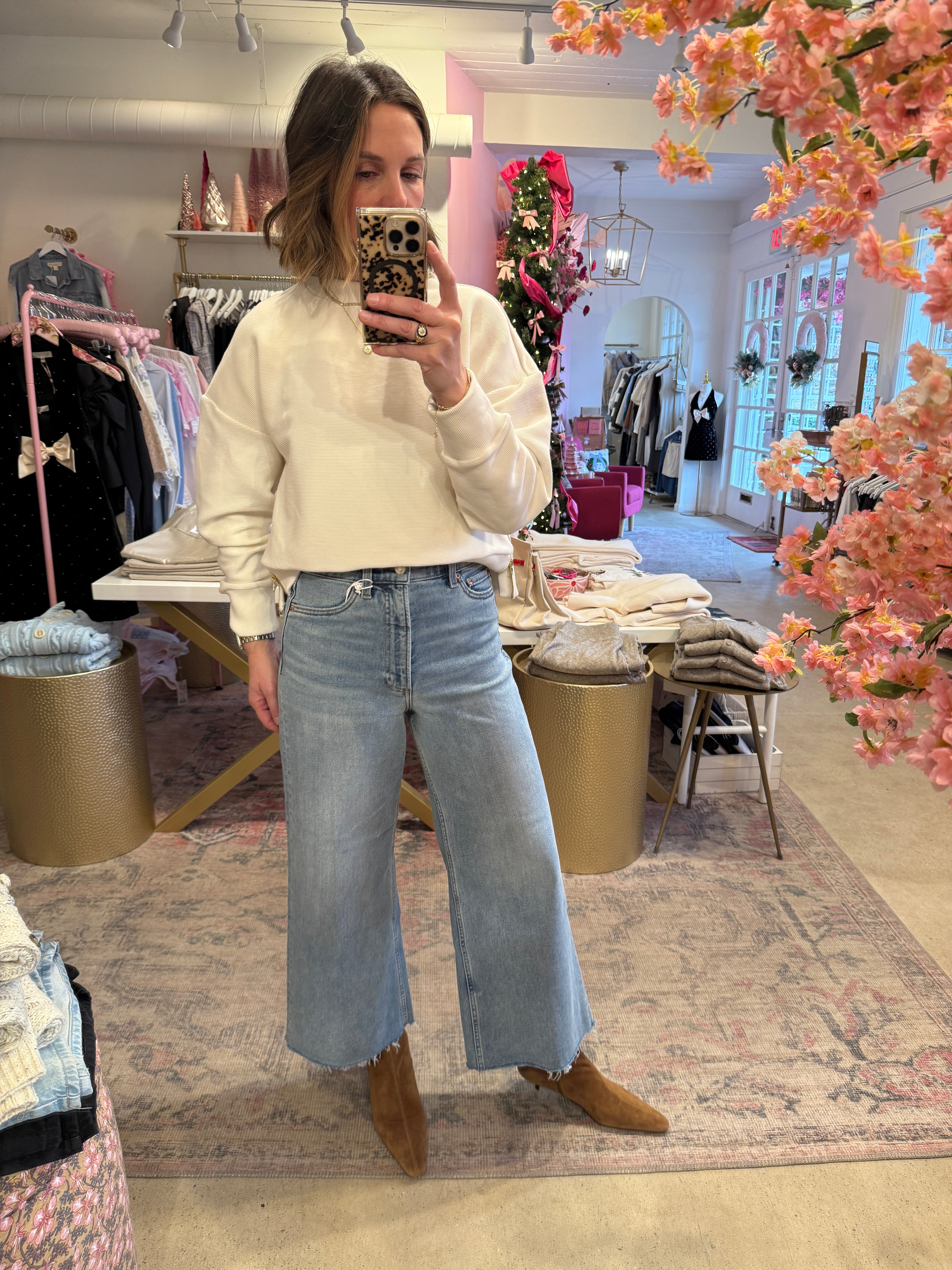 LANA HIGH RISE WIDE LEG CROP JEANS in bistro