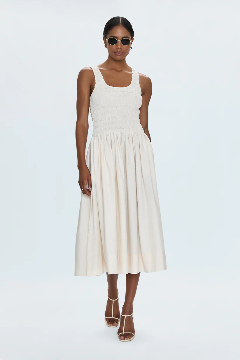 ALESSIA SMOCKED DROP WAIST DRESS