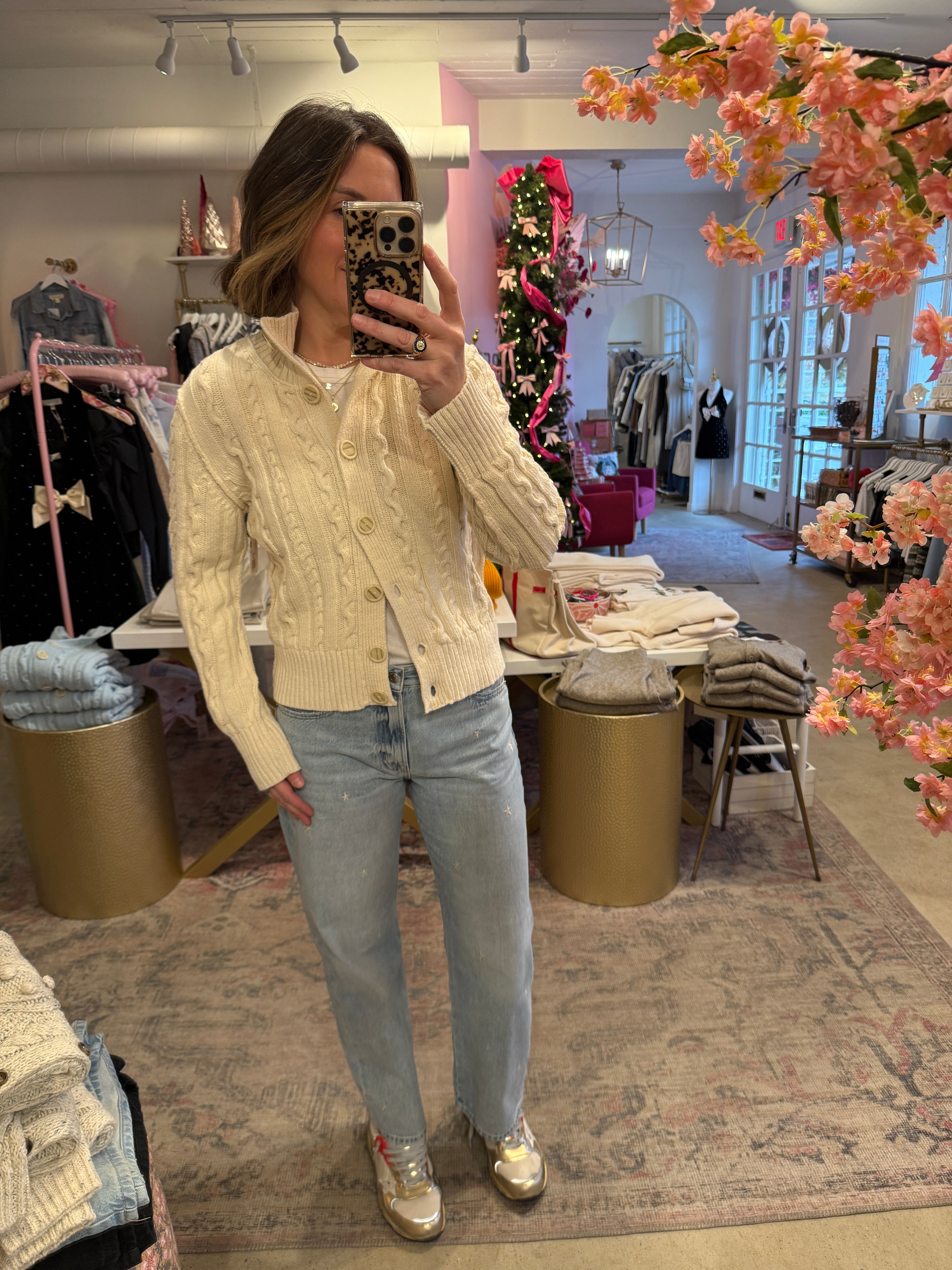 CABLE COLLAR CARDIGAN