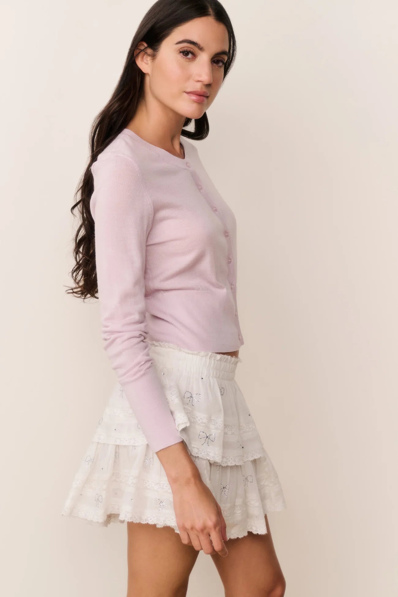 RUFFLE MINI CRYSTAL BOW SKIRT