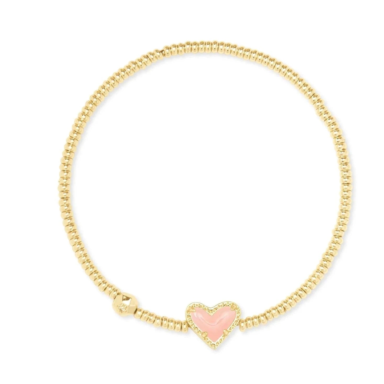 ARI HEART STRETCH GOLD BRACELET in rose quartz