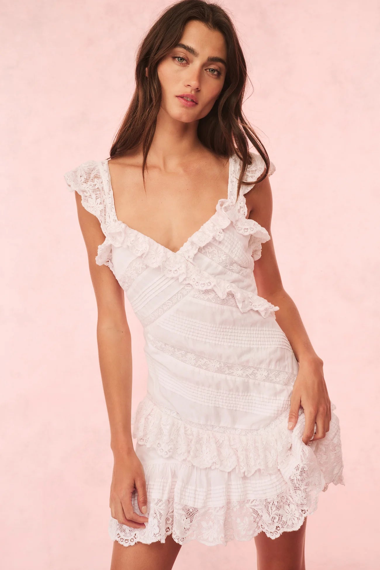 BENSLEY COTTON & LACE MINI DRESS