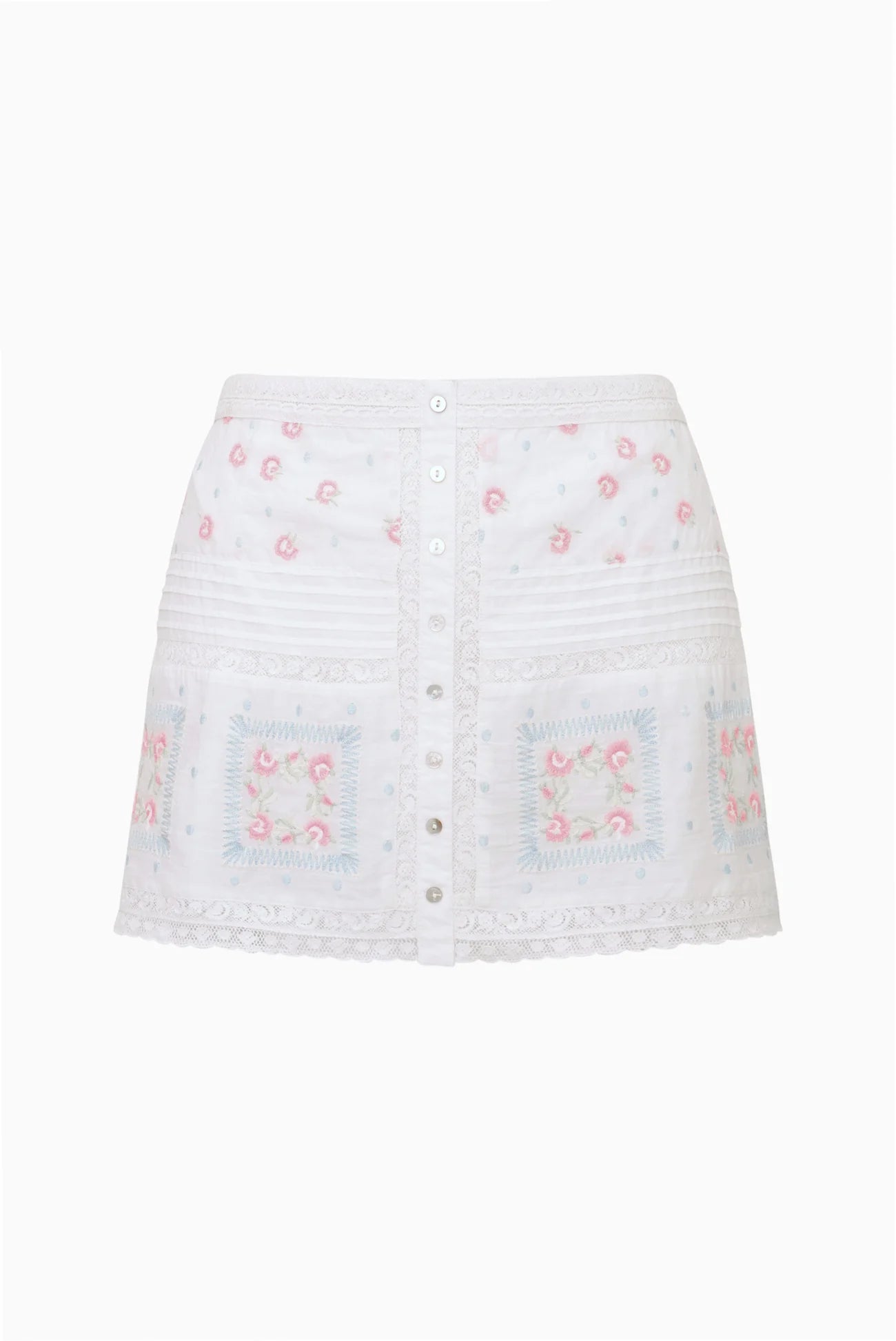 BRESSON EMBROIDERED COTTON MINI SKIRT