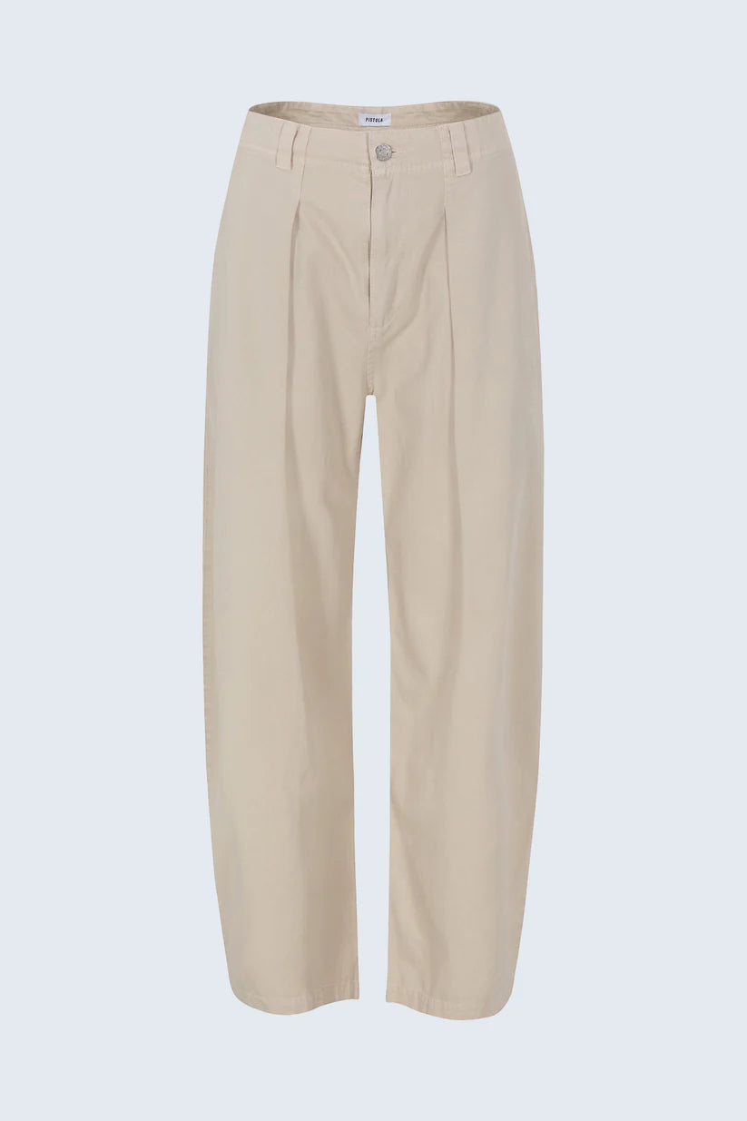 EDEN PLEATED BARREL TROUSERS in parchment