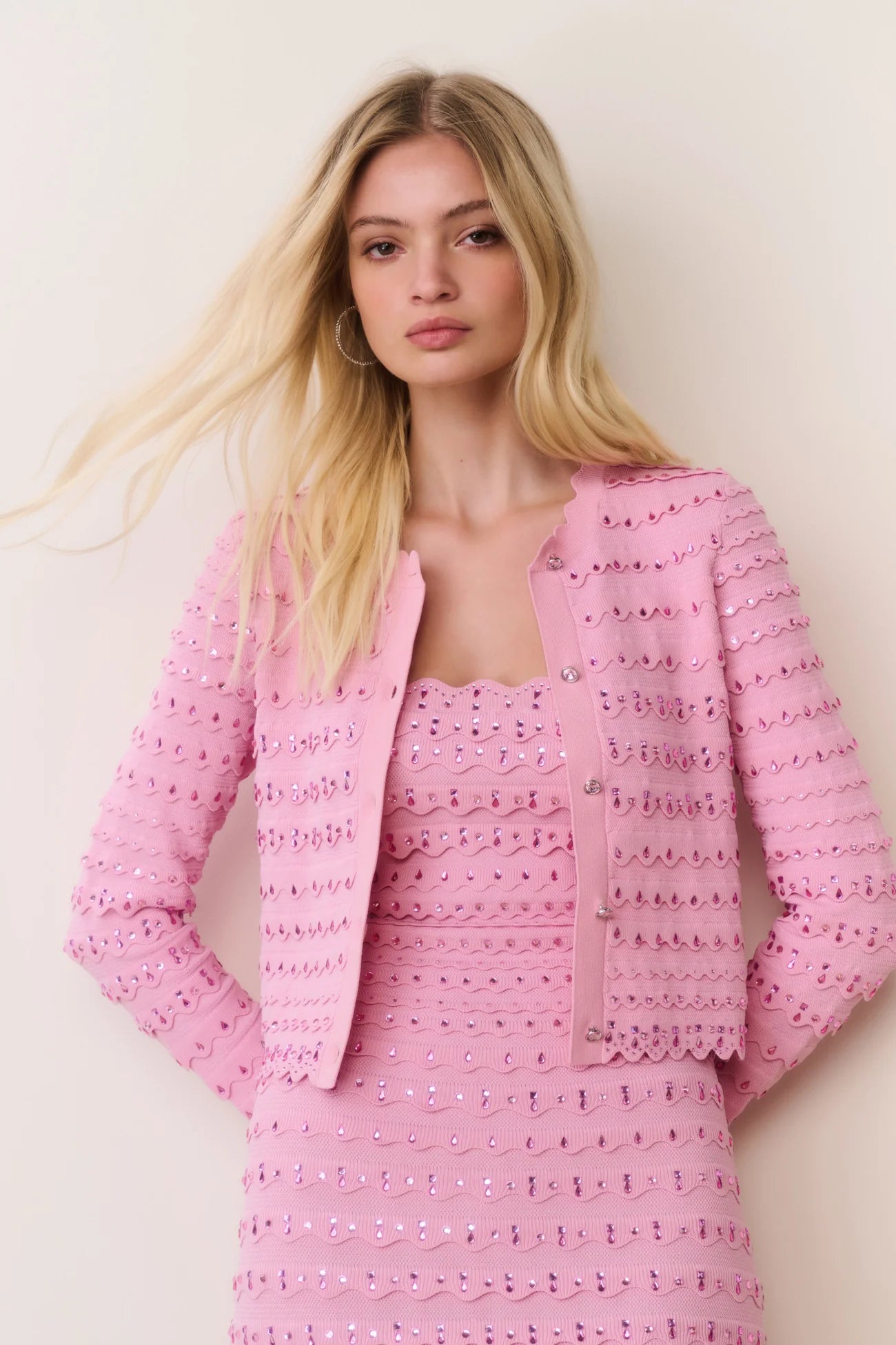 FERRIS RHINESTONE SCALLOP CARDIGAN