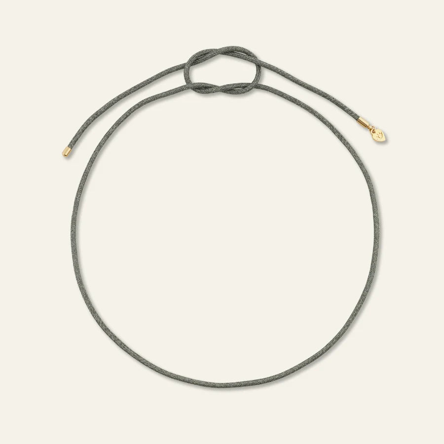 HART Ribbed Heart Charm on Gold Sparkle Lurex Cord Necklace