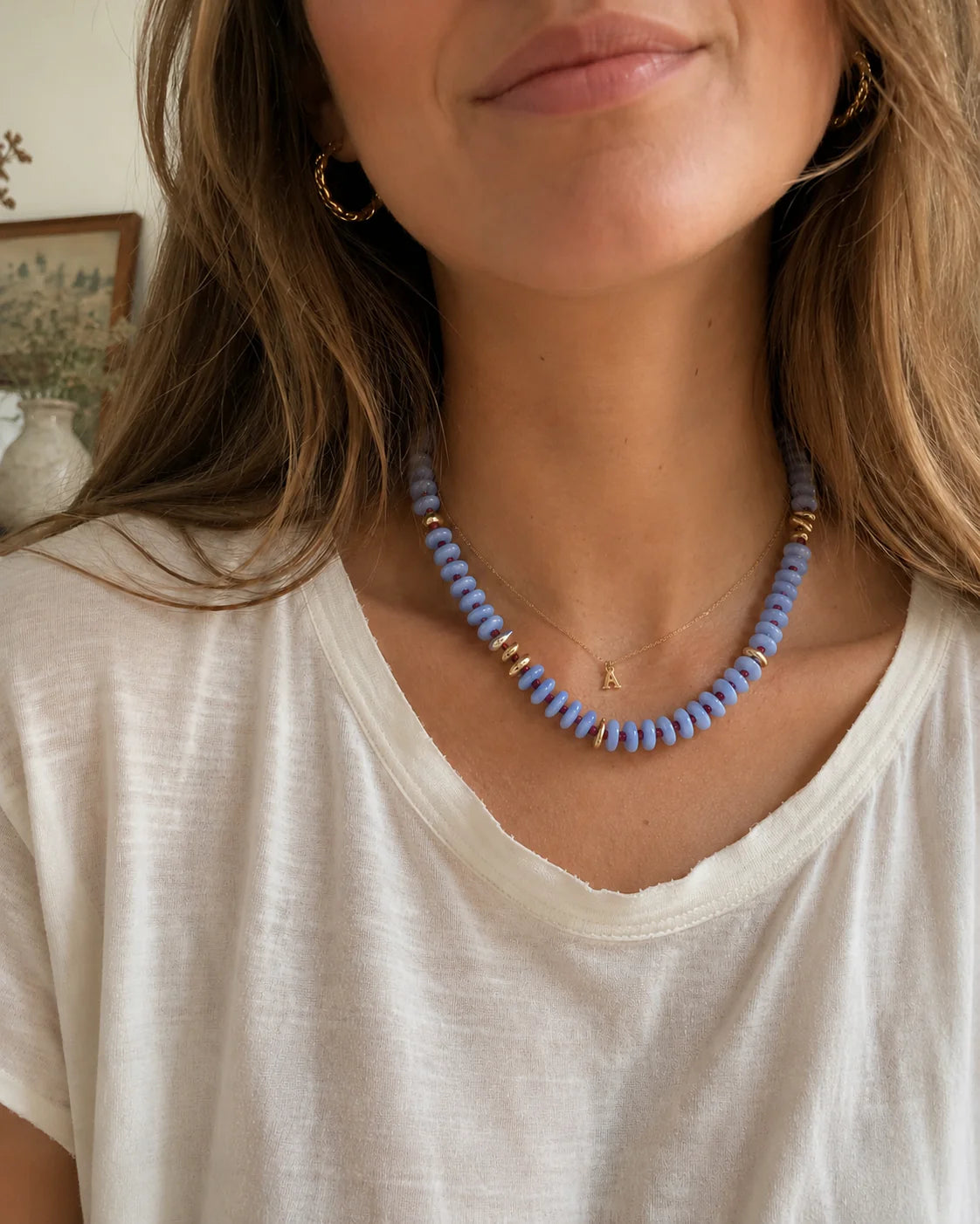 SEA GLASS BLUE RESIN NECKLACE