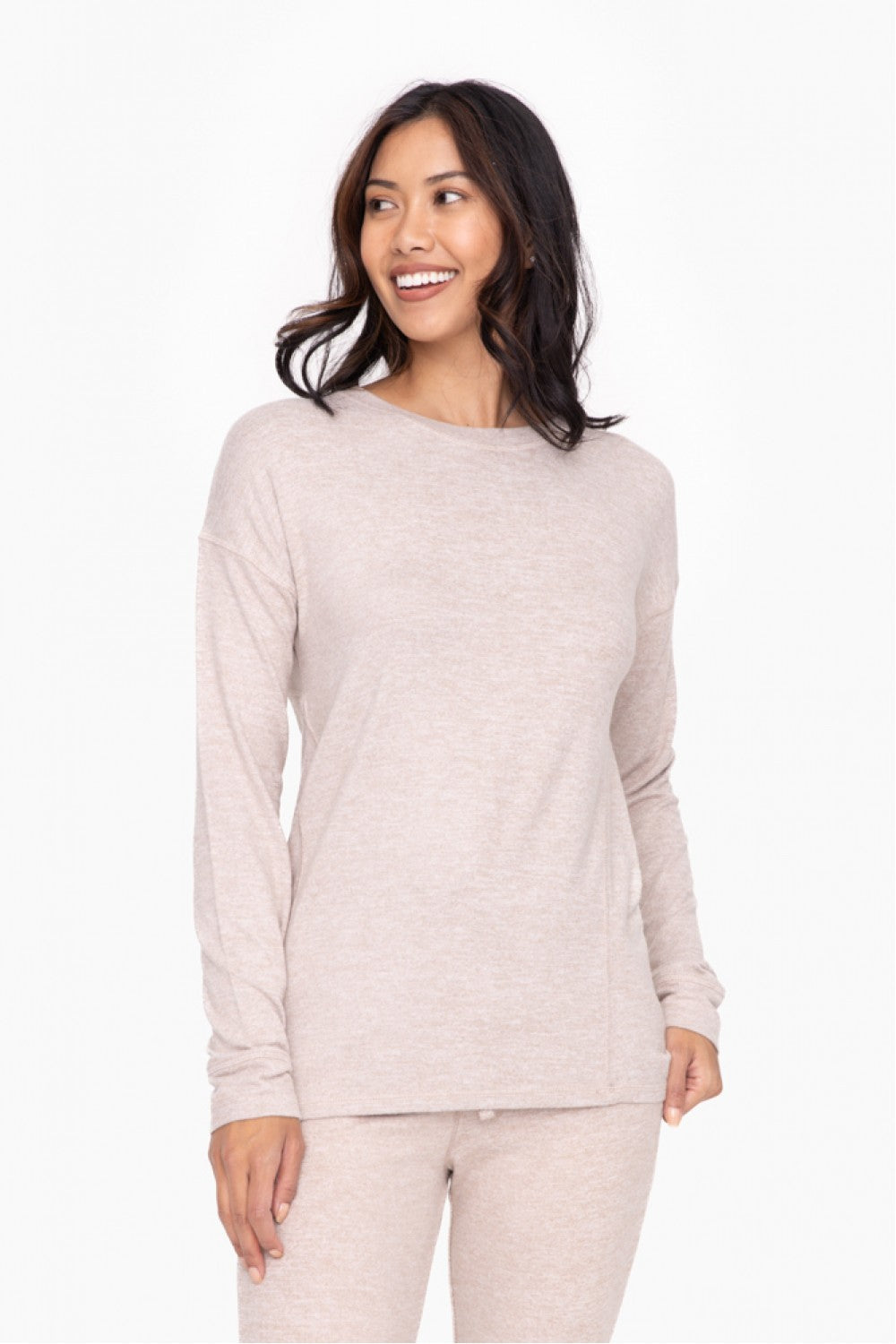 BRUSHED CREW NECK LONG SLEEVE TOP