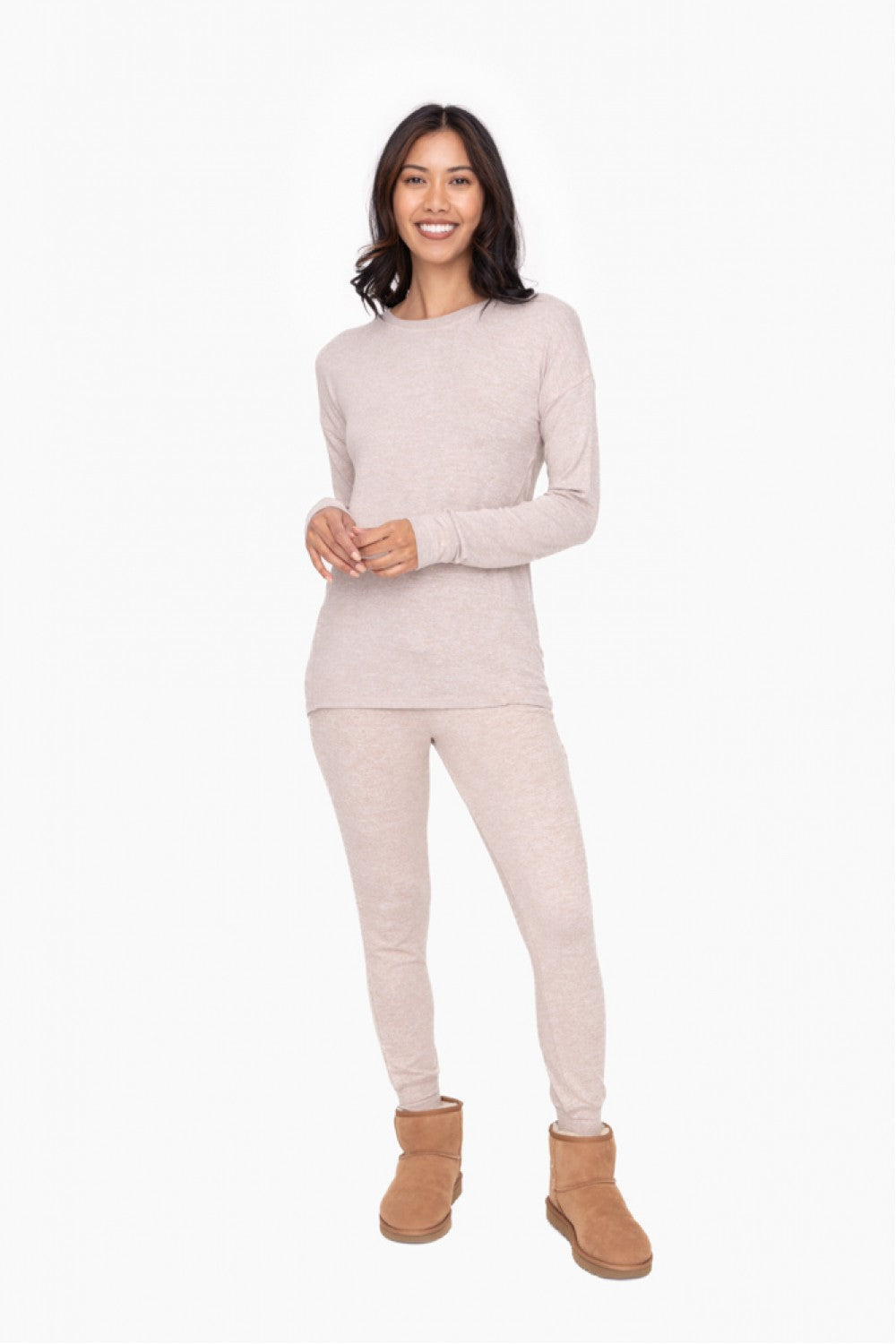 BRUSHED CREW NECK LONG SLEEVE TOP