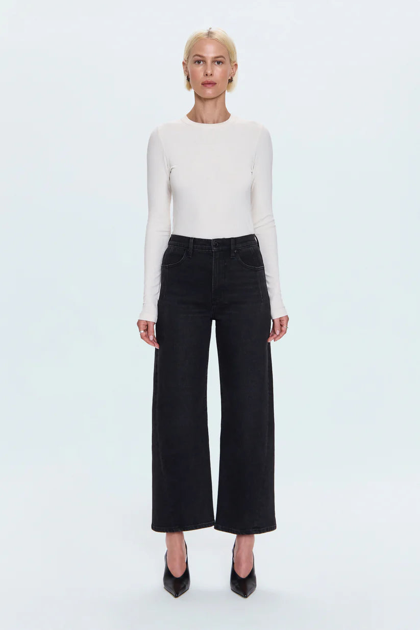 KYRA HIGH RISE BOWED ANKLE JEANS in jetset