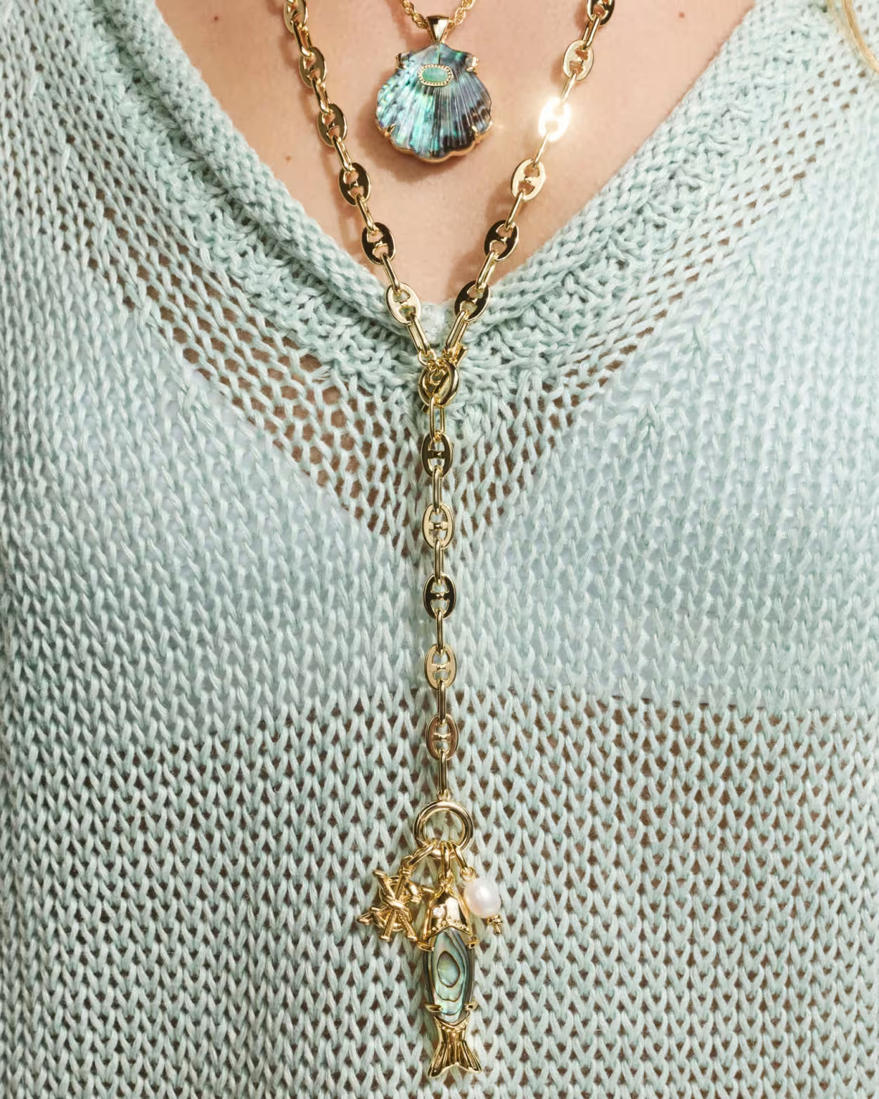 PARKER FISH LONG CHARM NECKLACE