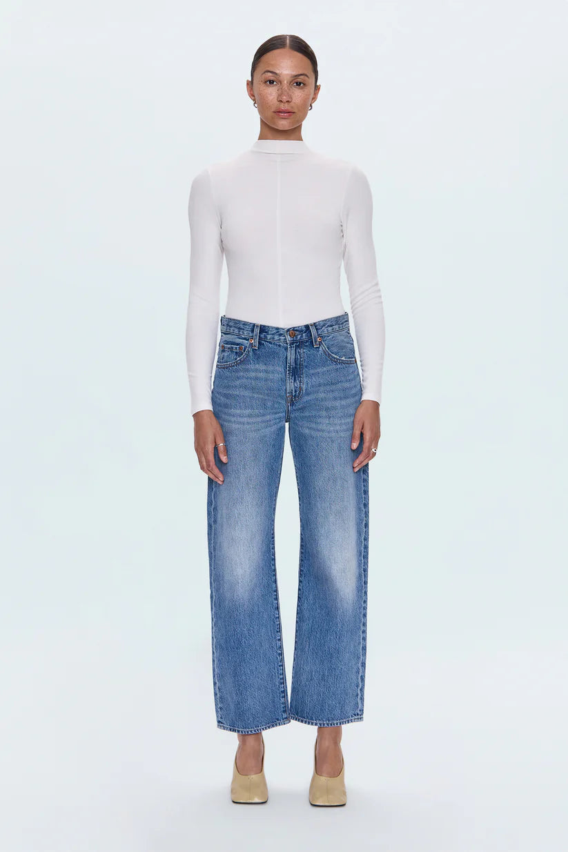 LEXI MID RISE BOWED STRAIGHT JEANS