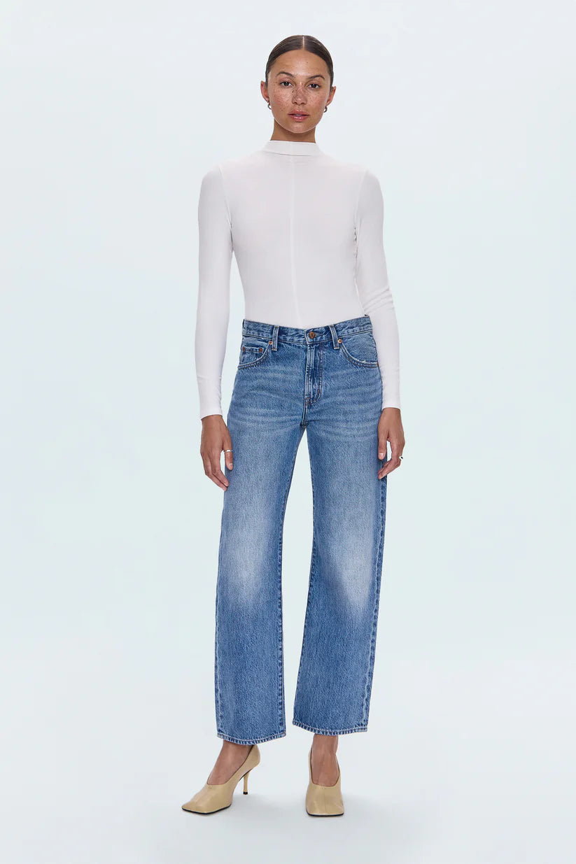 LEXI MID RISE BOWED STRAIGHT JEANS