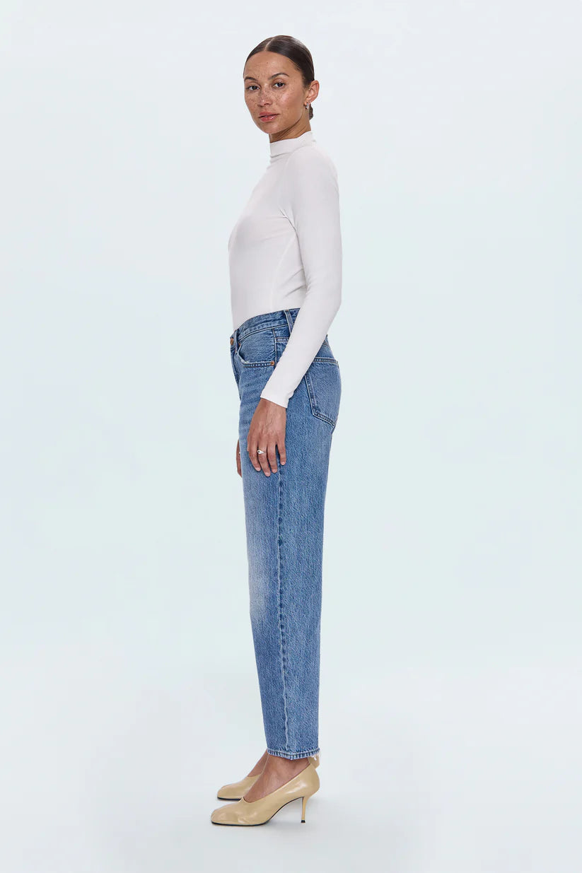 LEXI MID RISE BOWED STRAIGHT JEANS