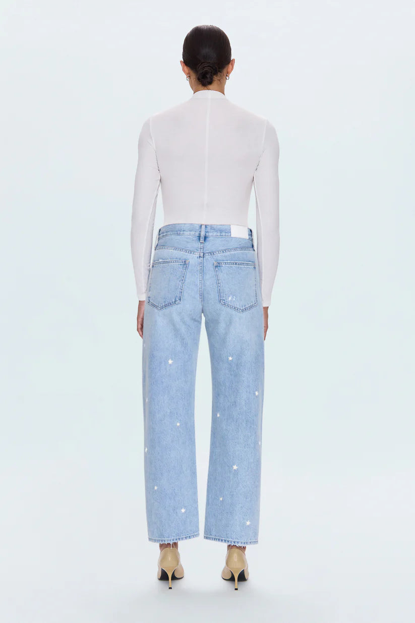 LEXI MID RISE BOWED STRAIGHT JEANS in stellar vintage