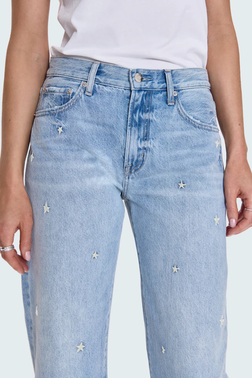 LEXI MID RISE BOWED STRAIGHT JEANS in stellar vintage