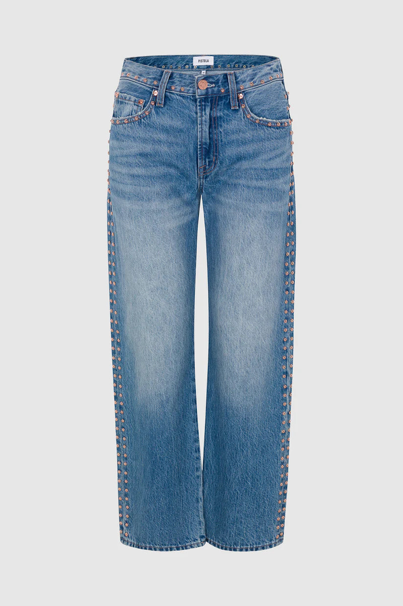 LEXI MID RISE BOWED STRAIGHT DENIM