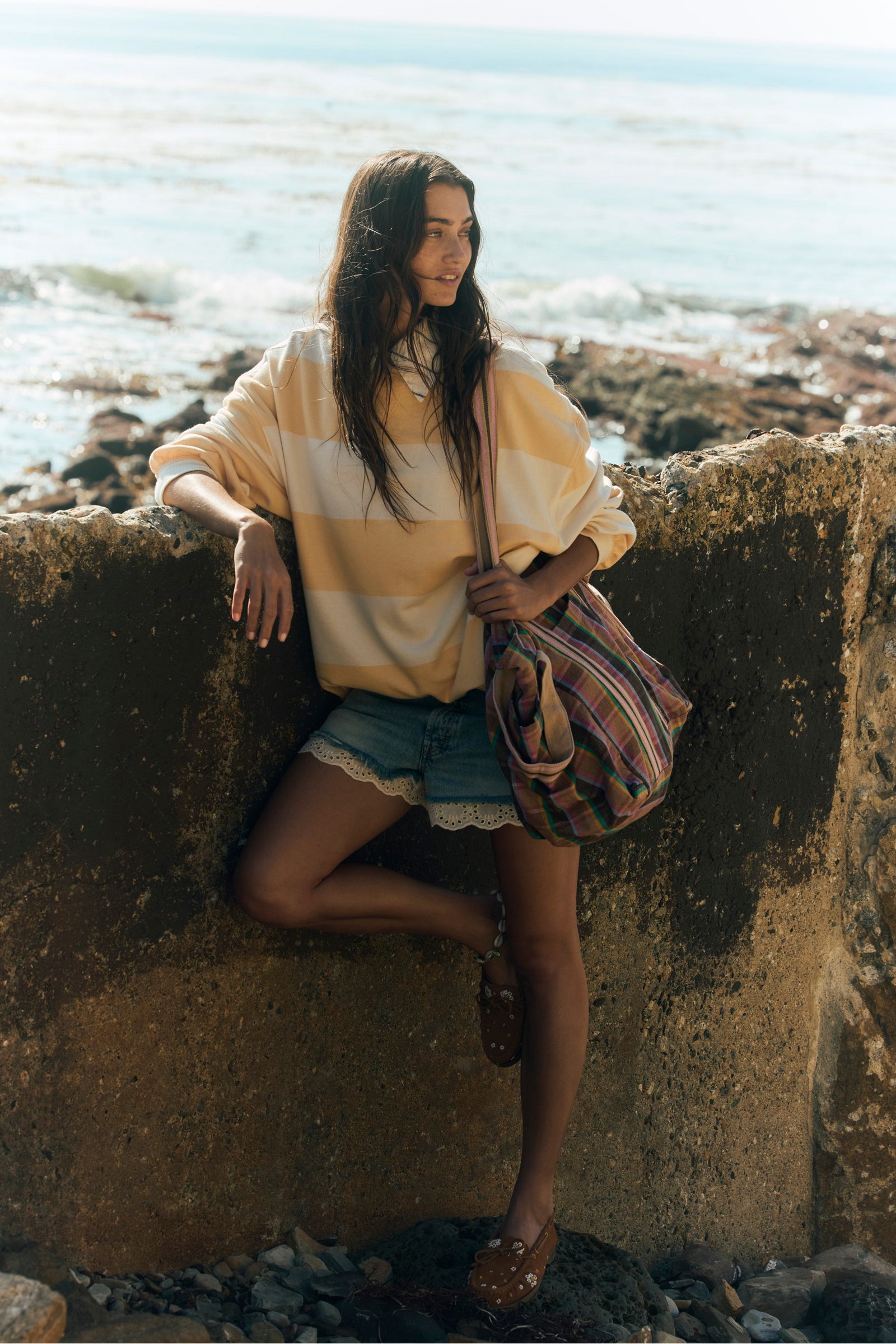 CLASSIC STRIPE WIDE CREW SWEATSHIRT