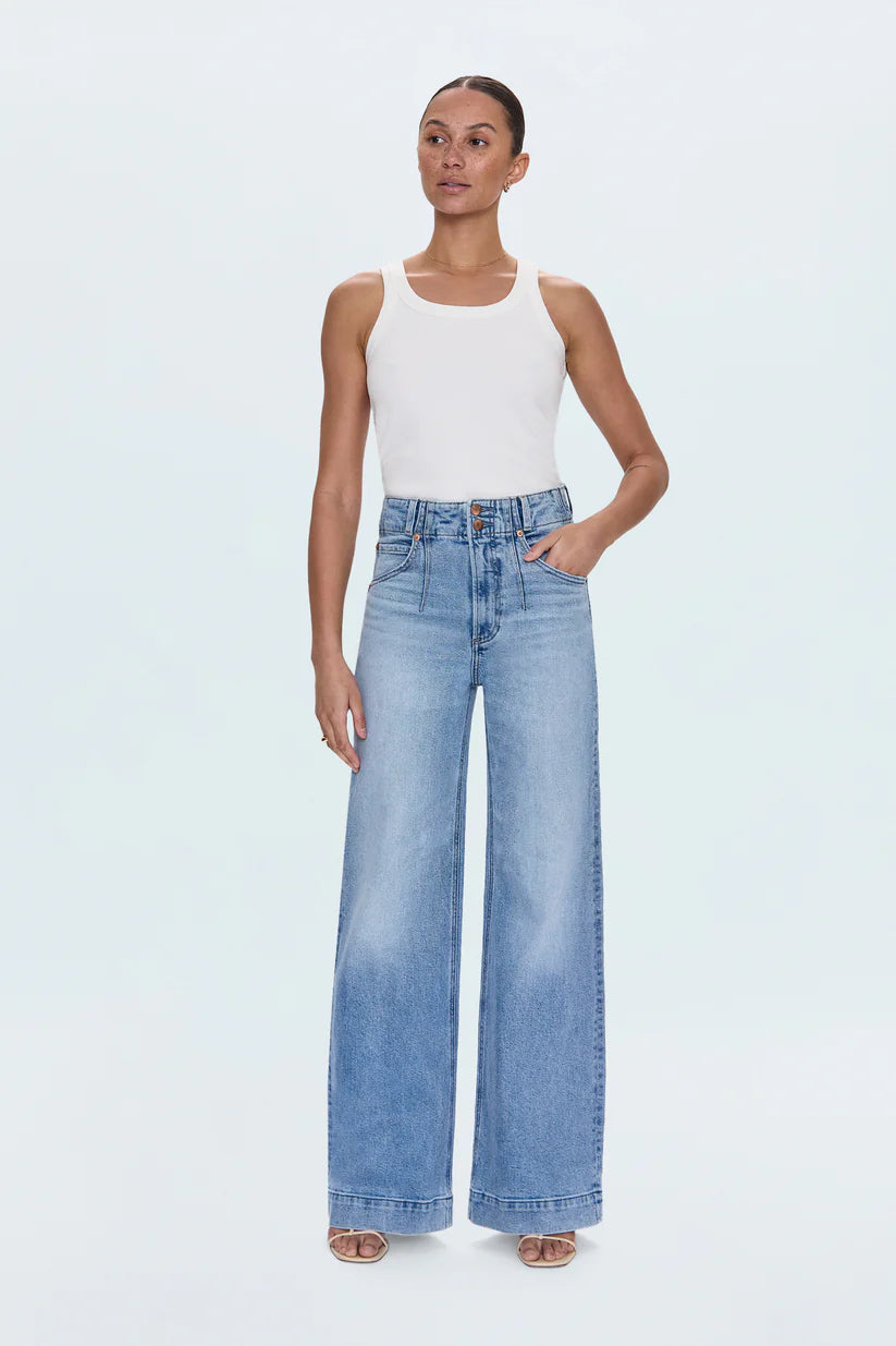 LANA DOUBLE BUTTON HIGH RISE ULTRA WIDE LEG JEANS in terrace