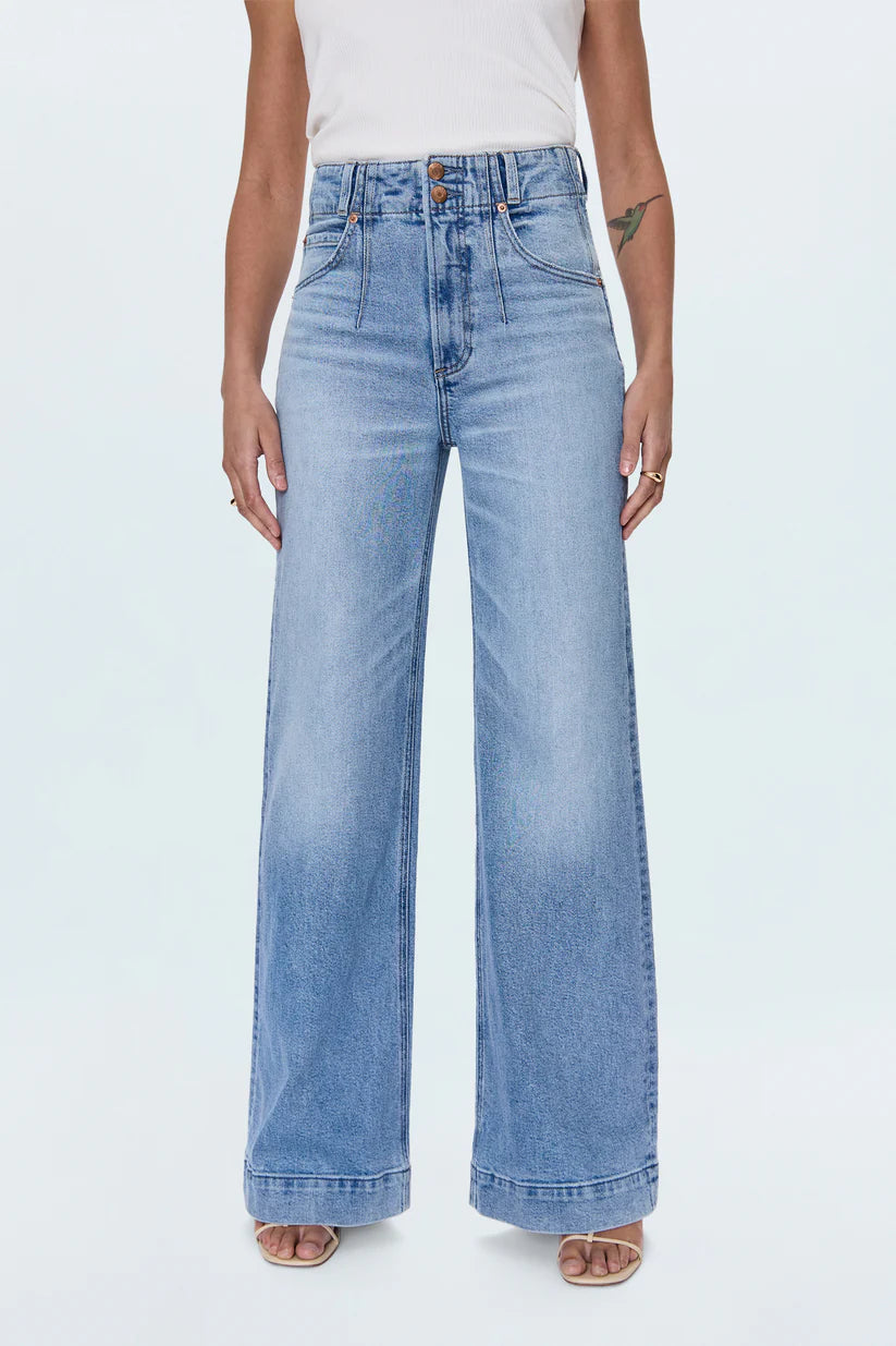 LANA DOUBLE BUTTON HIGH RISE ULTRA WIDE LEG JEANS in terrace