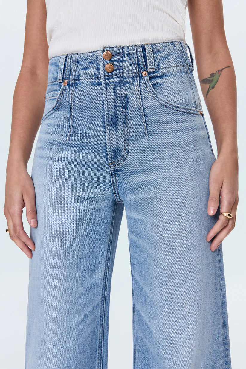 LANA DOUBLE BUTTON HIGH RISE ULTRA WIDE LEG JEANS in terrace
