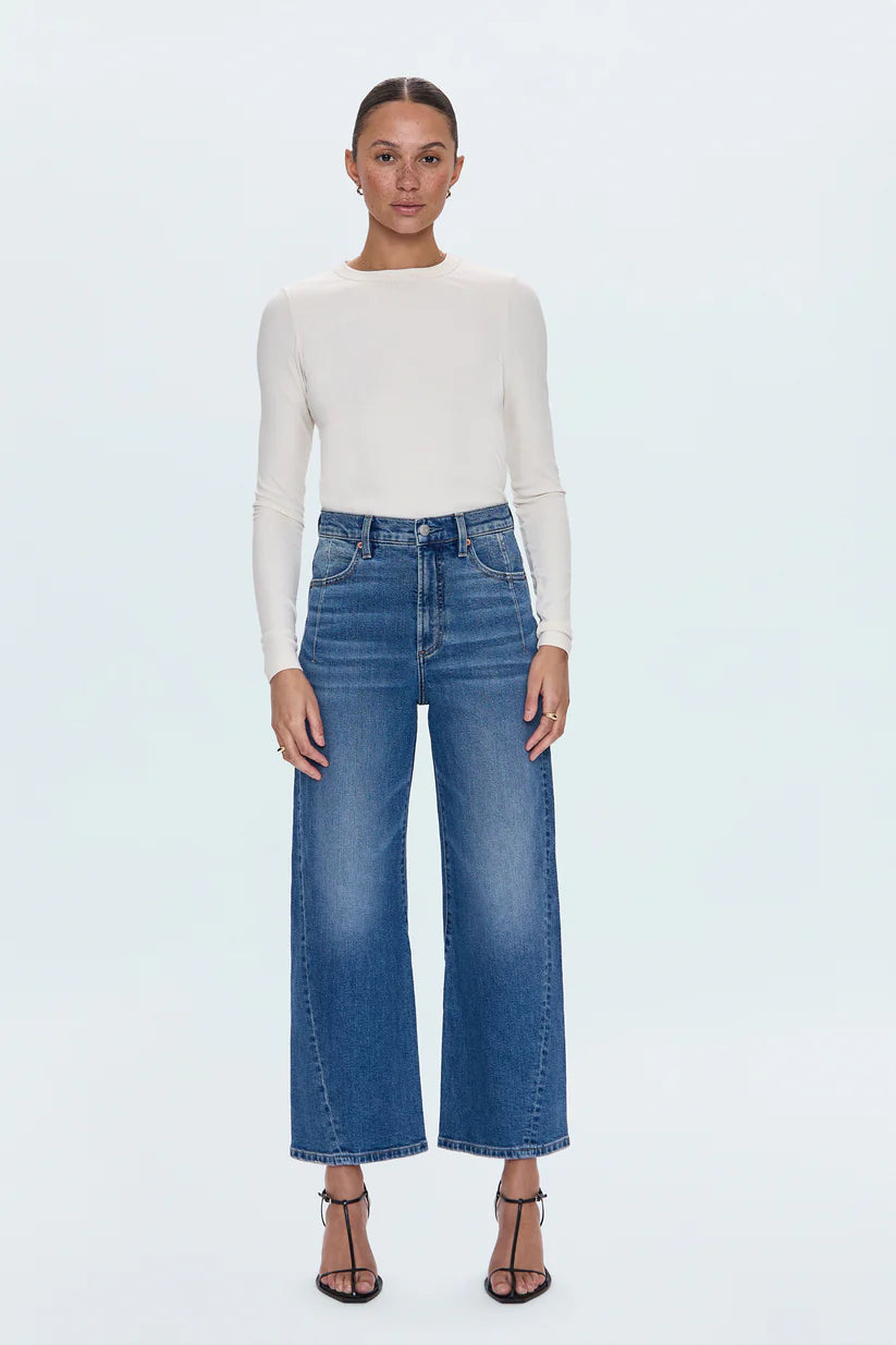 KYRA HIGH RISE BOWED ANKLE JEANS in soho