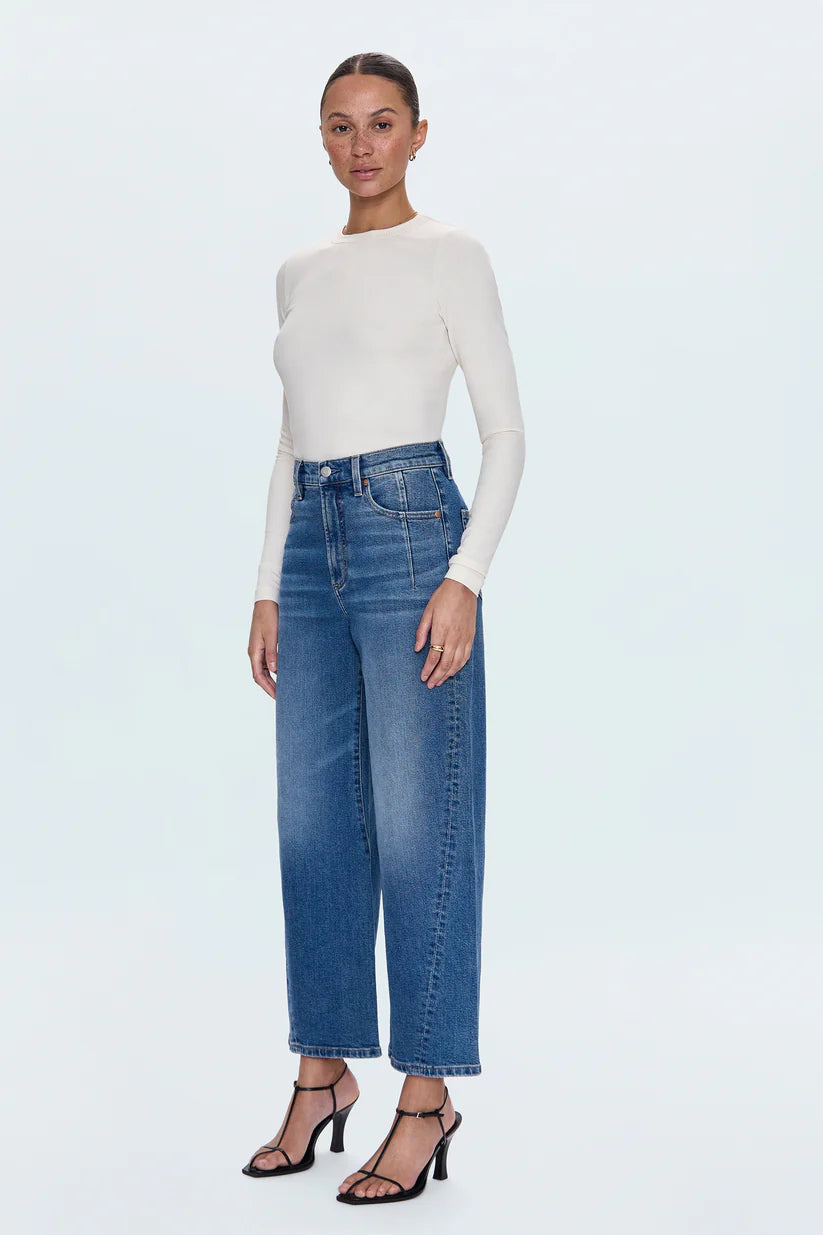 KYRA HIGH RISE BOWED ANKLE JEANS in soho