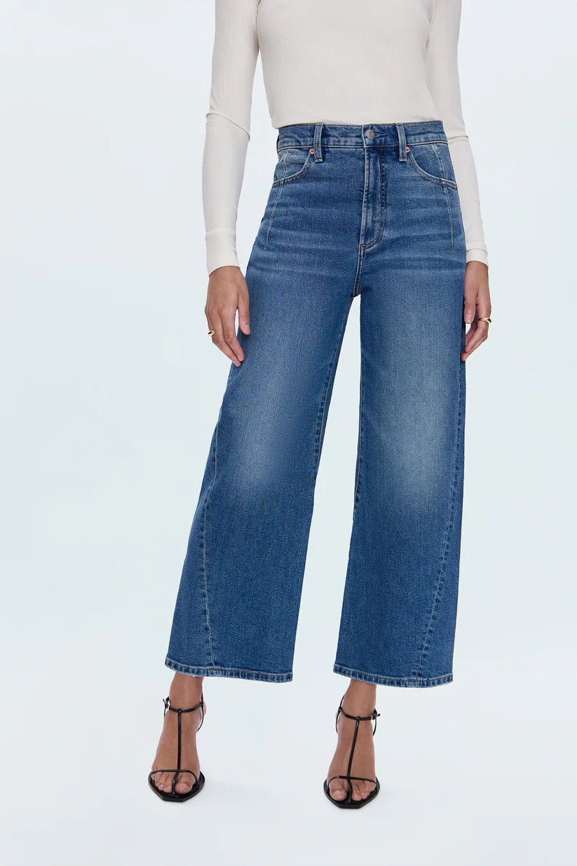 KYRA HIGH RISE BOWED ANKLE JEANS in soho
