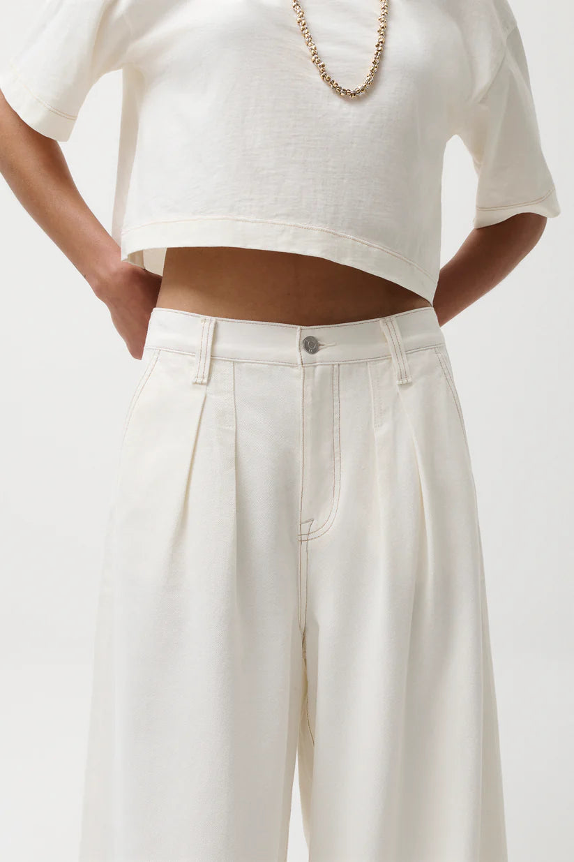 DELPHINE PLEATED WIDE LEGS DENIM