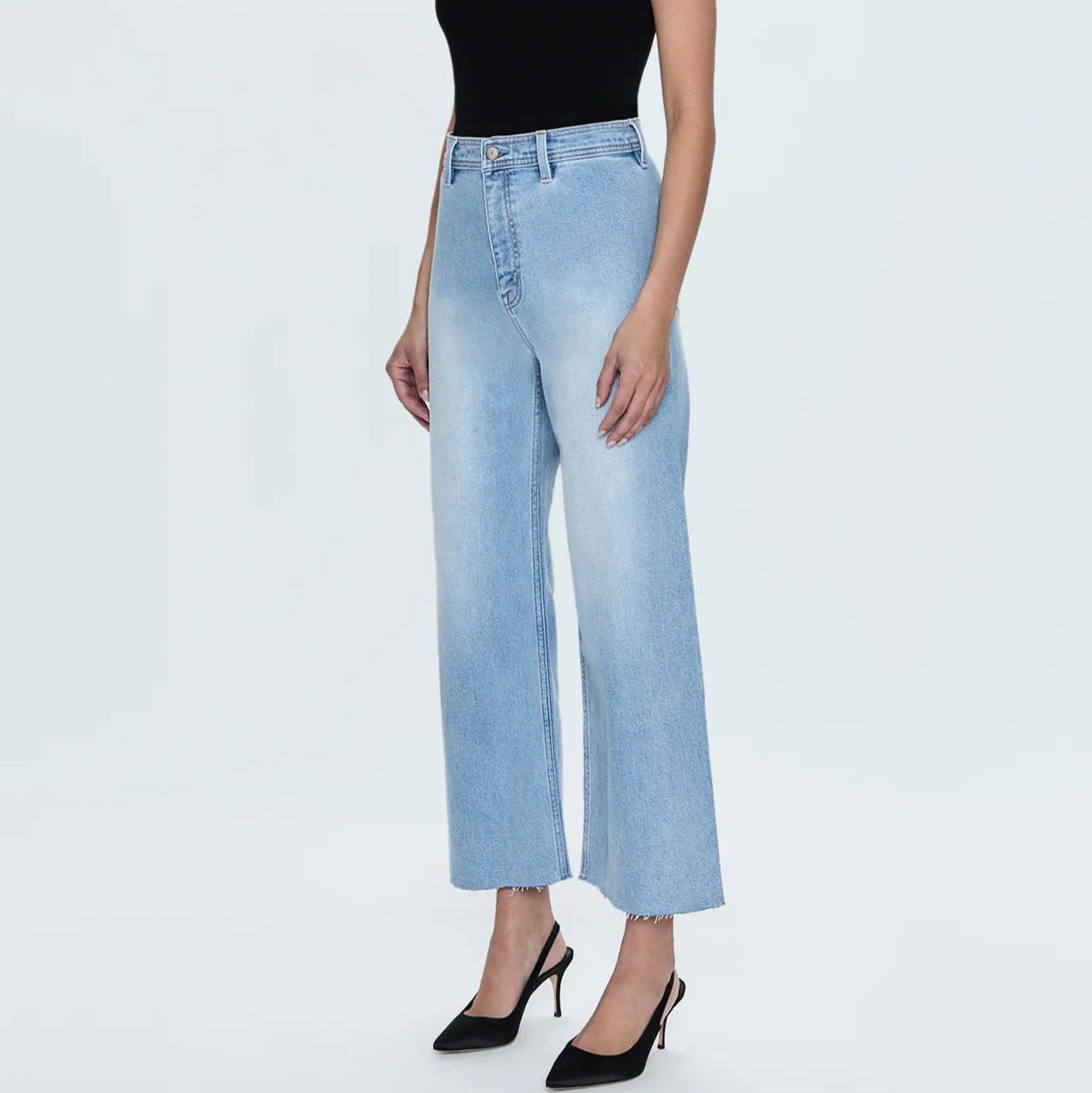 PENNY CROP HIGH RISE WIDE LEG JEANS in collective wash